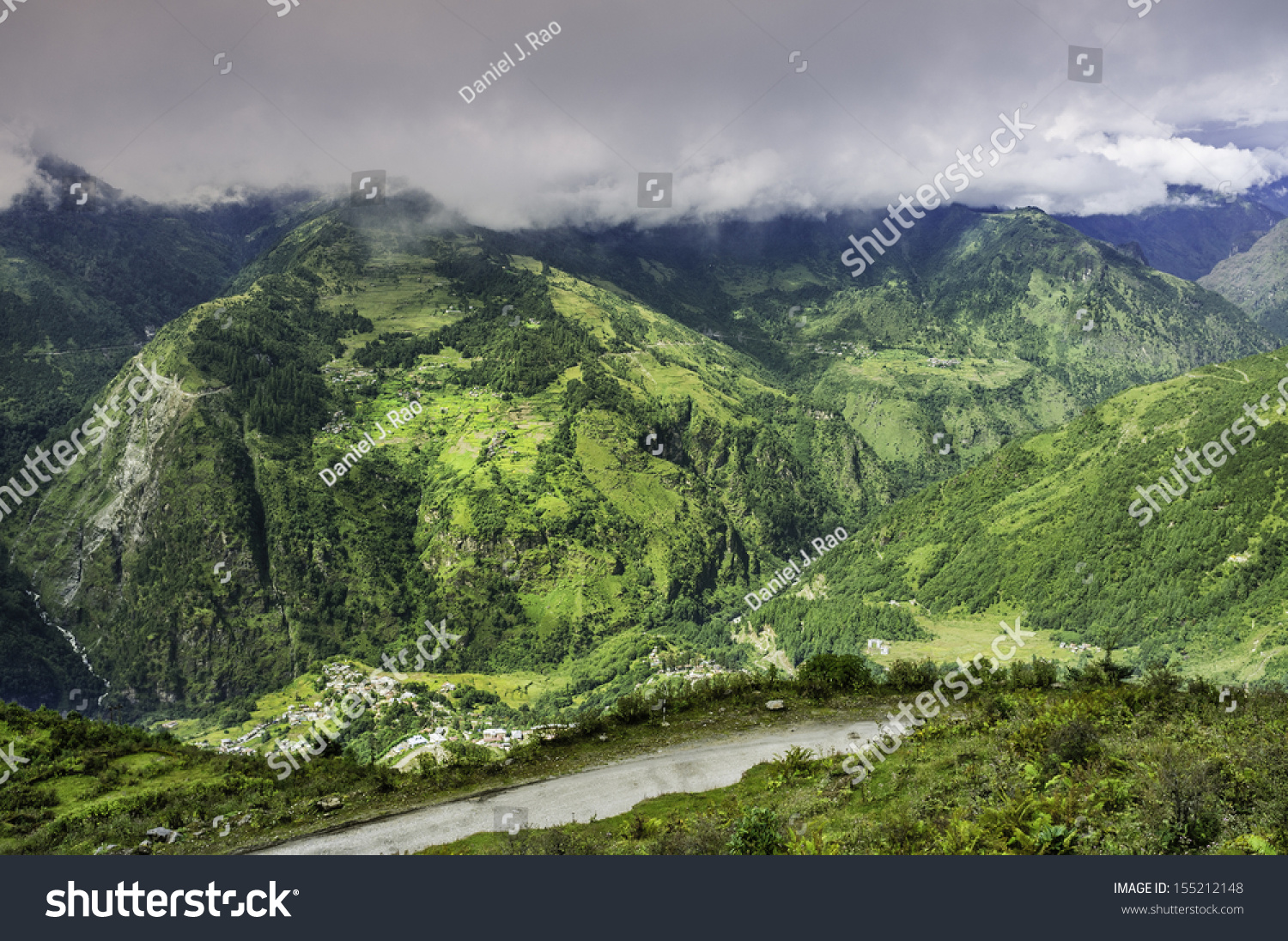 Tawang Arunachal Pradesh India High Mountains Shrouded In Cloud And