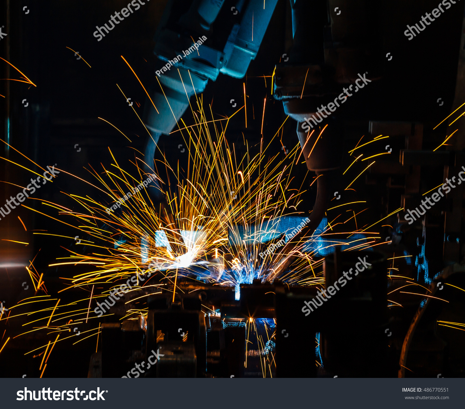 Team Welding Robots Represent Movement Automotive Stock Photo