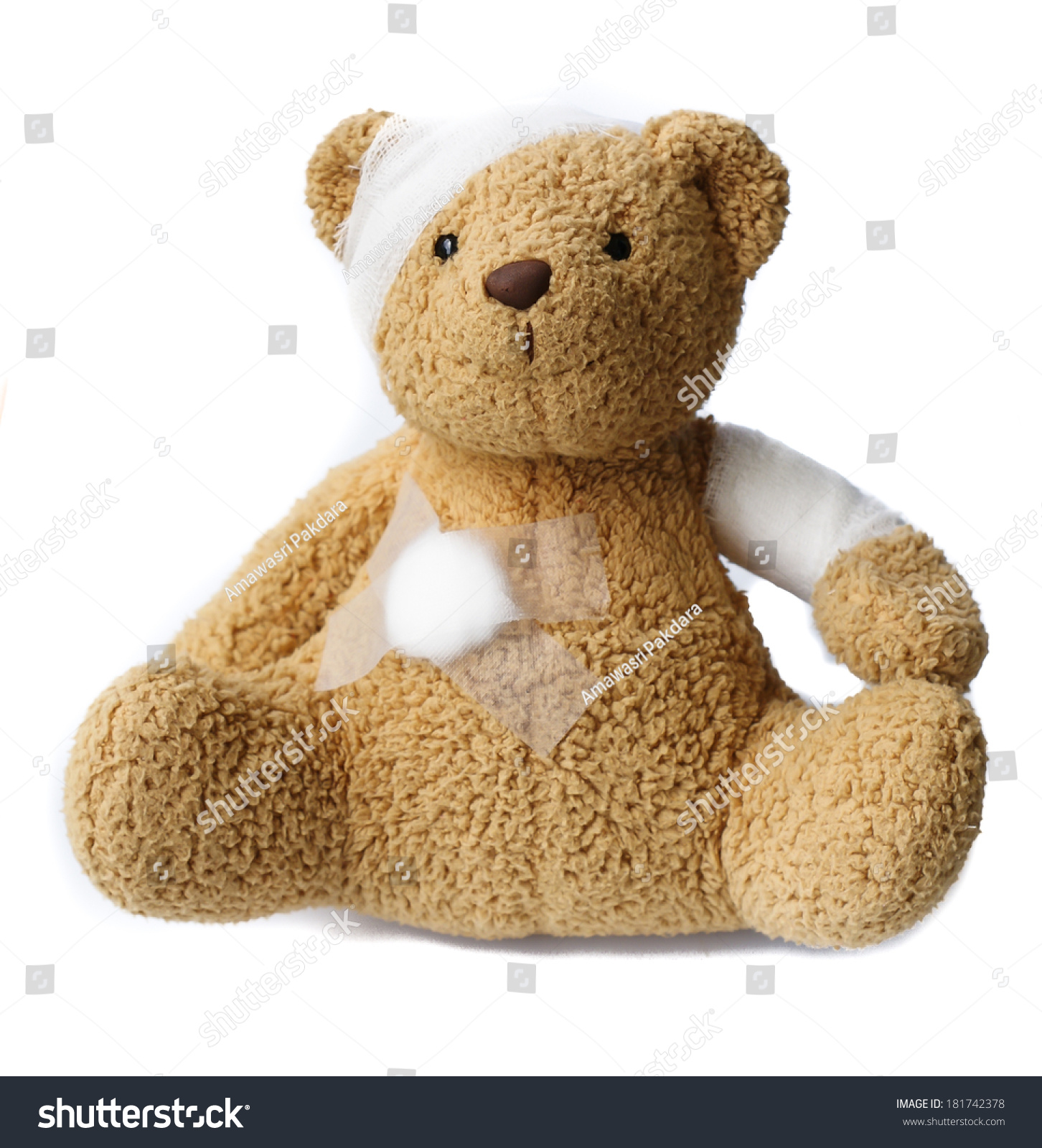 teddy bear with bandage on head