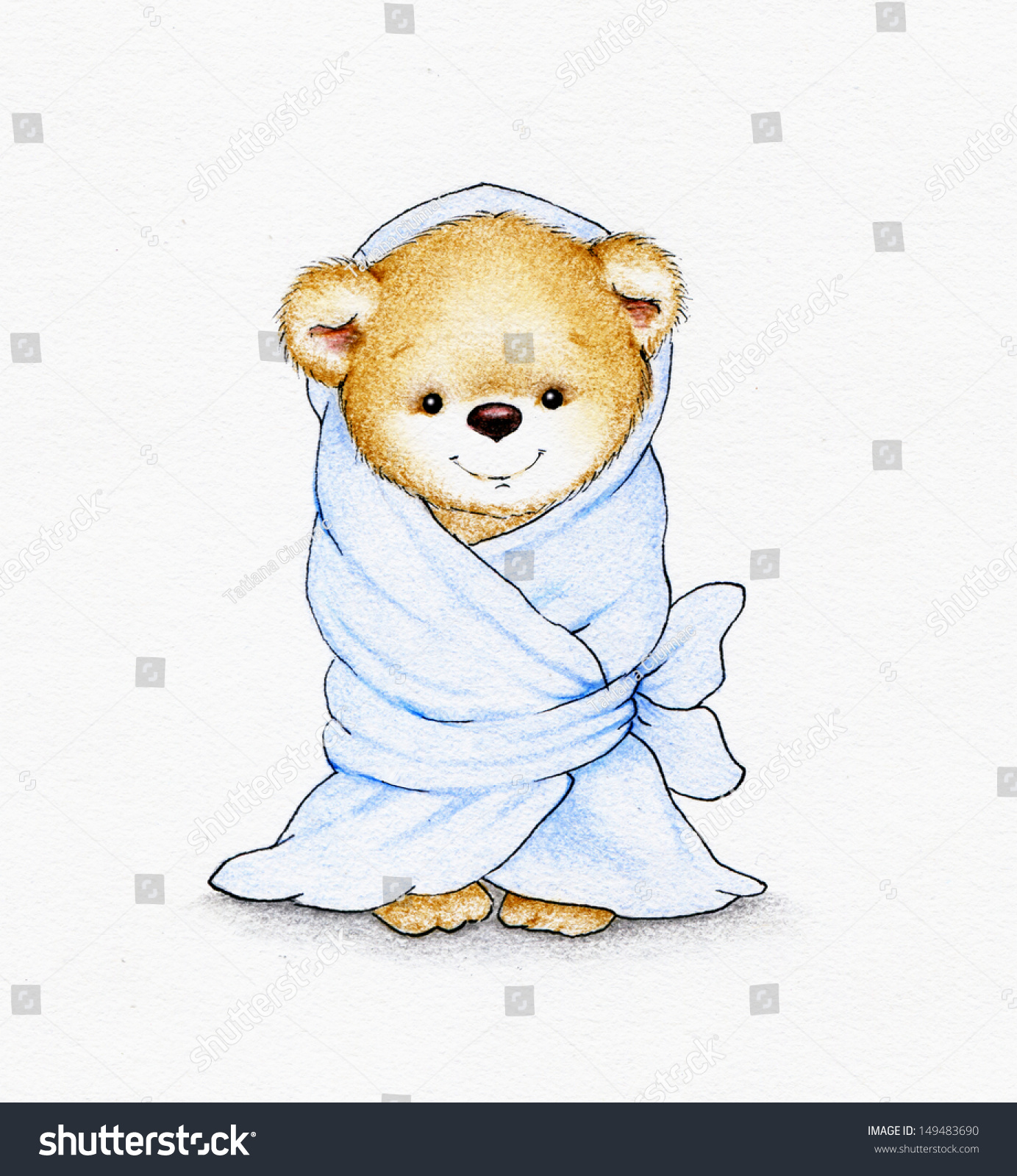 teddy bear holding a blanket