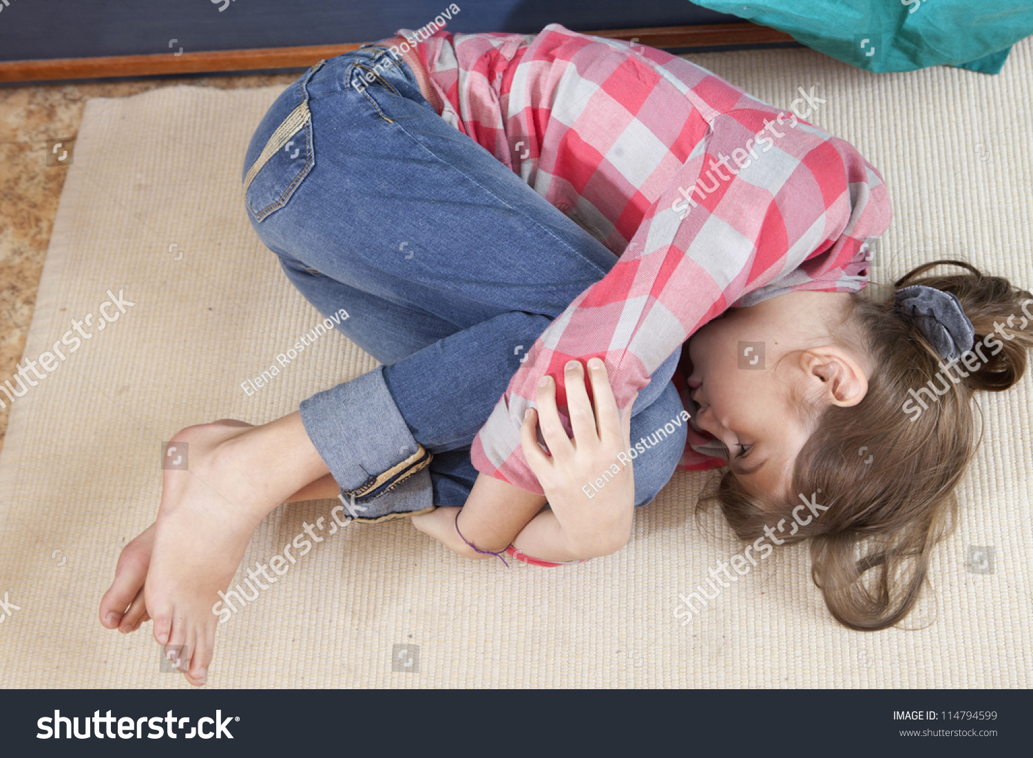 Teen Girl Frustration Crying Lying On The Floor Stock Photo 114794599 Shutterstock