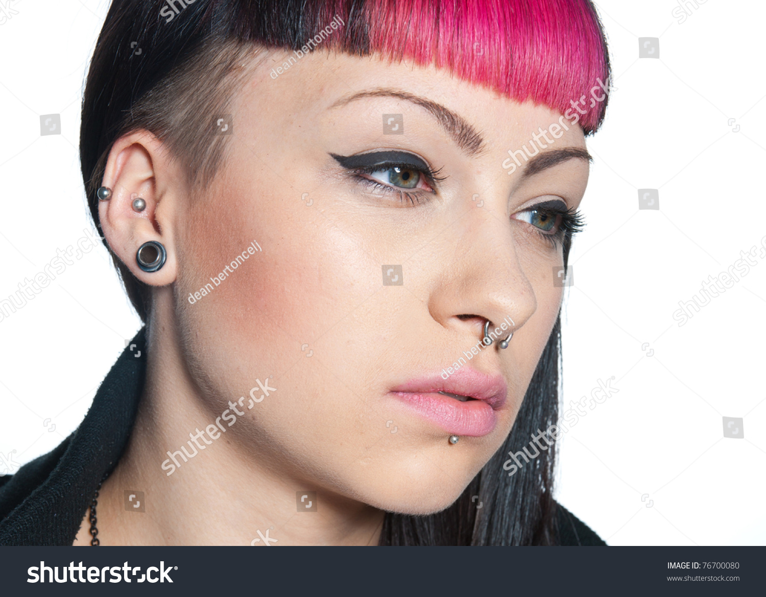 Teen Girl With Face Nose And Ear Piercings Stock Photo 7670008