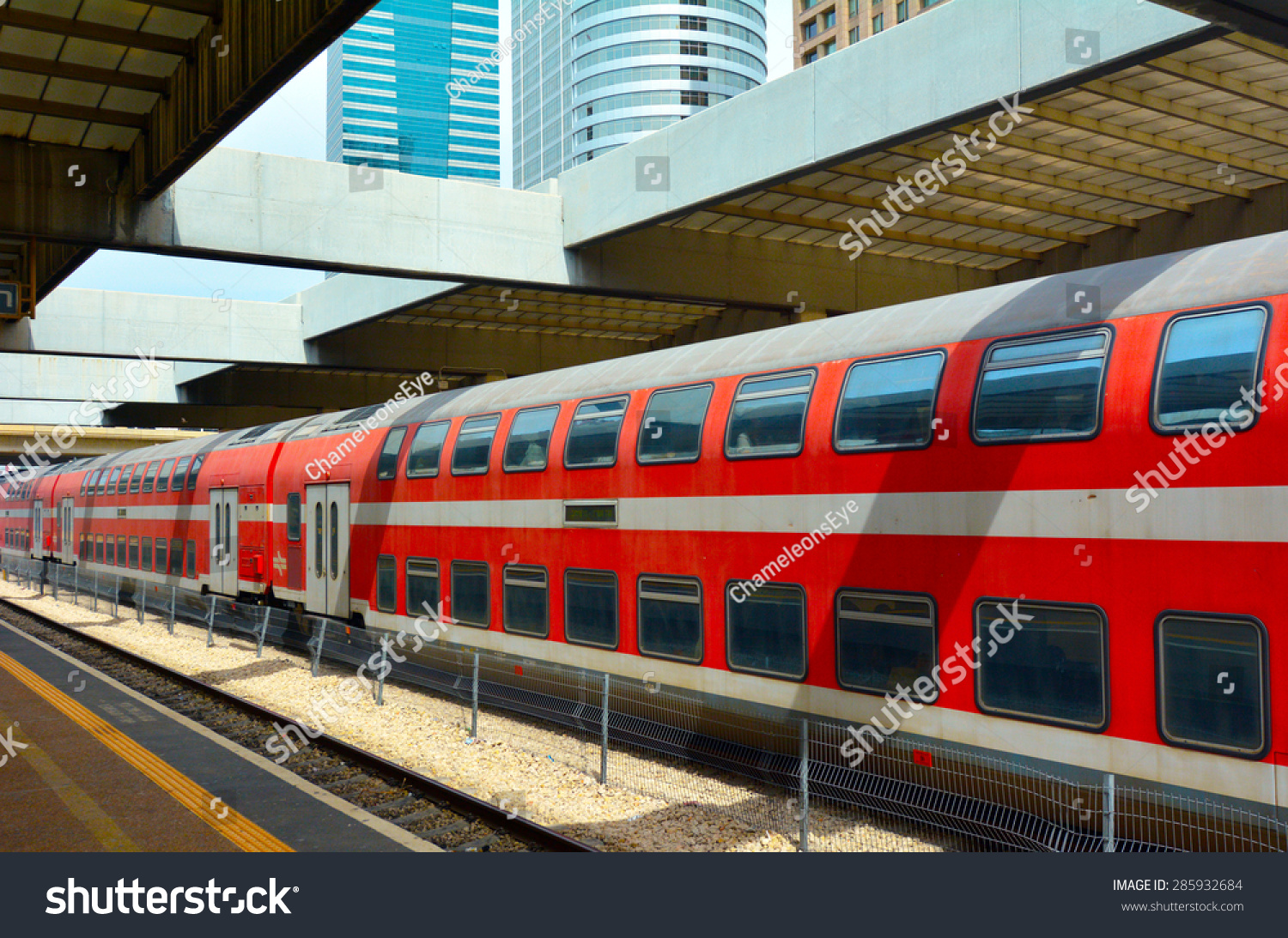 Tel Aviv - Mar 27 2015an Israeli Bombardier Double-Deck Coach In Tel ...