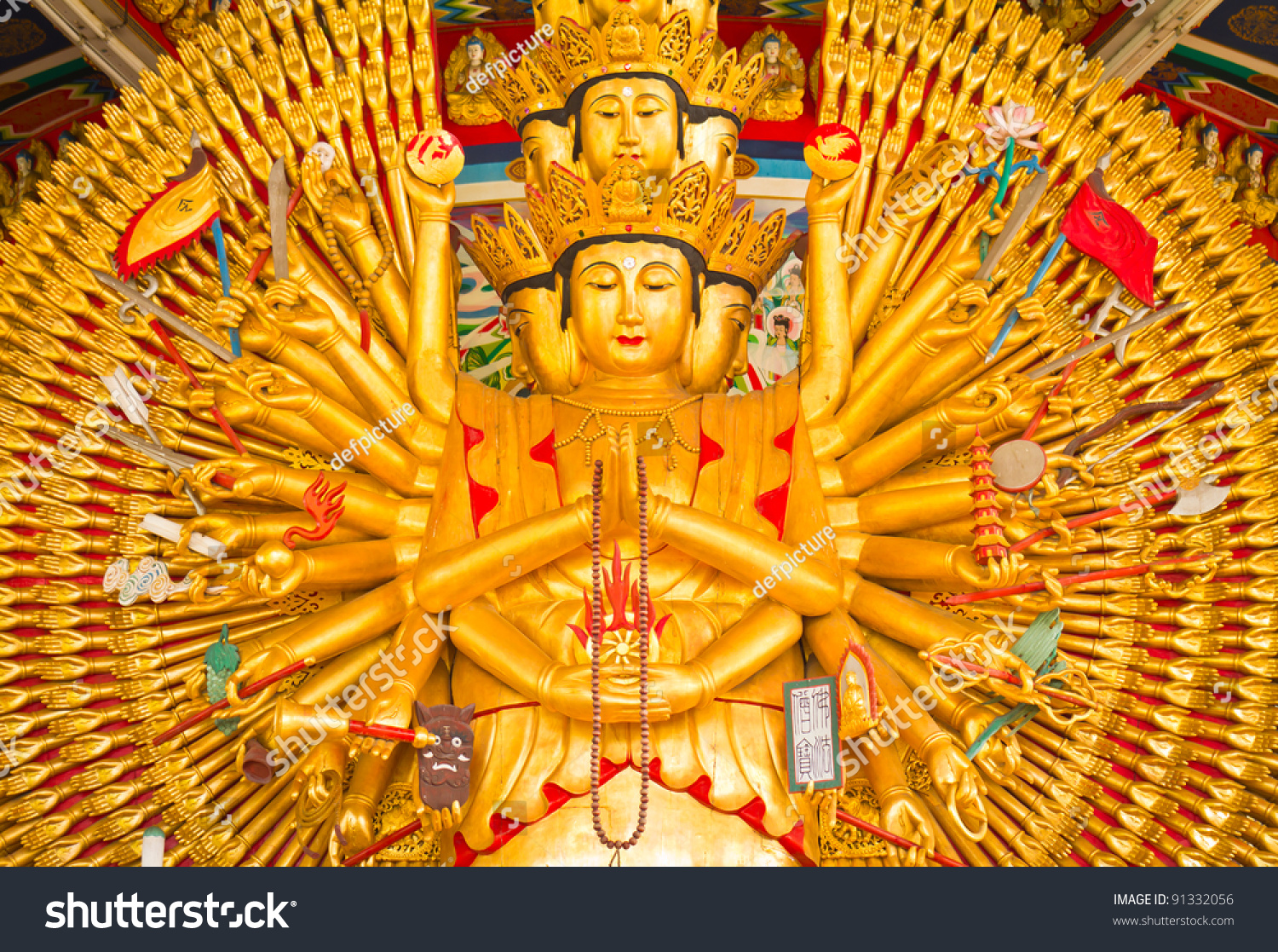 Ten Thousand Hands Of Guan Yin Buddha Statue In Bangkok Thailand Stock