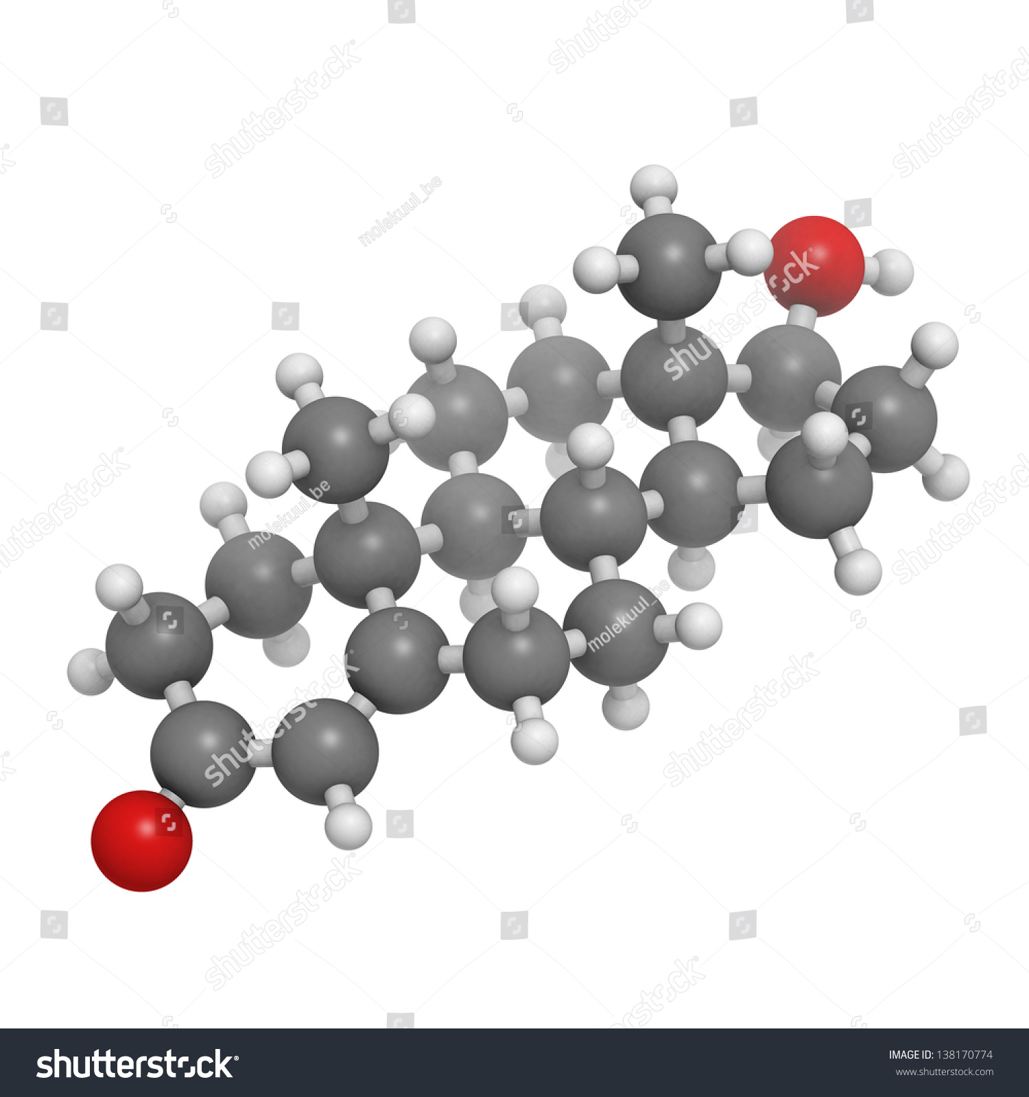 Testosterone Male Sex Hormone Molecular Model Atoms Are Represented As Spheres With