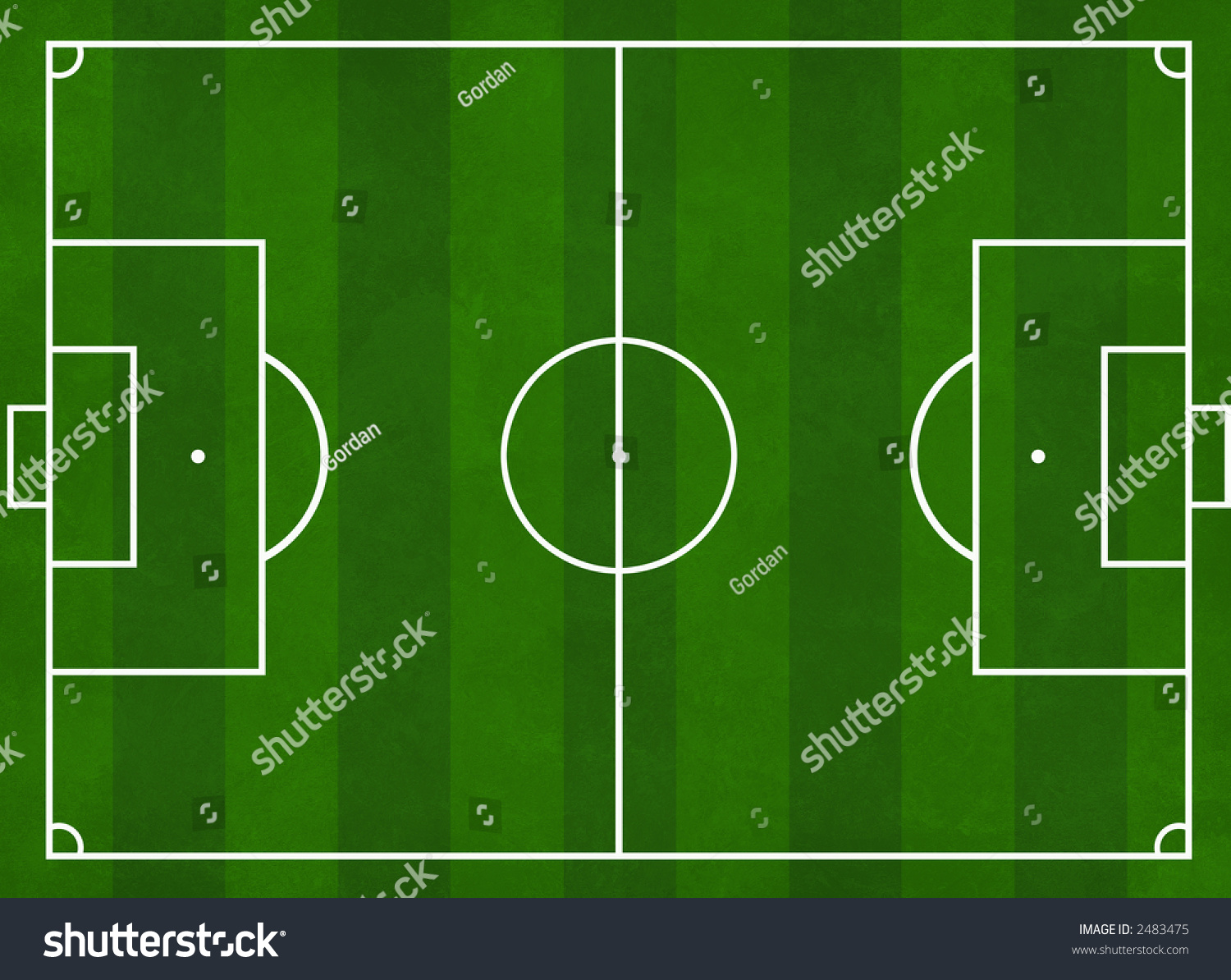 Textured Illustration Of A Football Pitch With Green Stripes - 2483475 