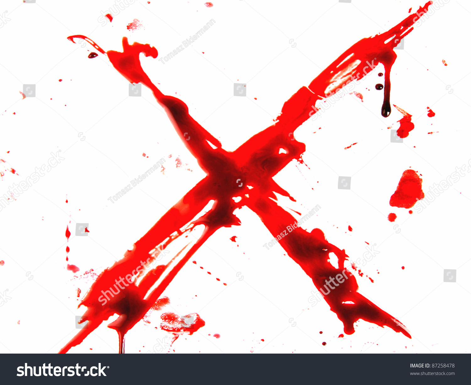 The Bloody X Sign The Image Is Isolated And Placed On A White