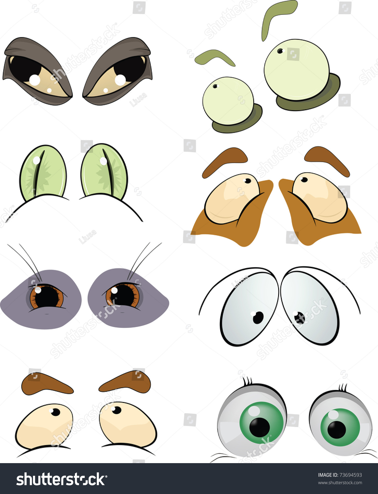 The Complete Set Of The Drawn Eyes. Cartoon Stock Photo 73694593