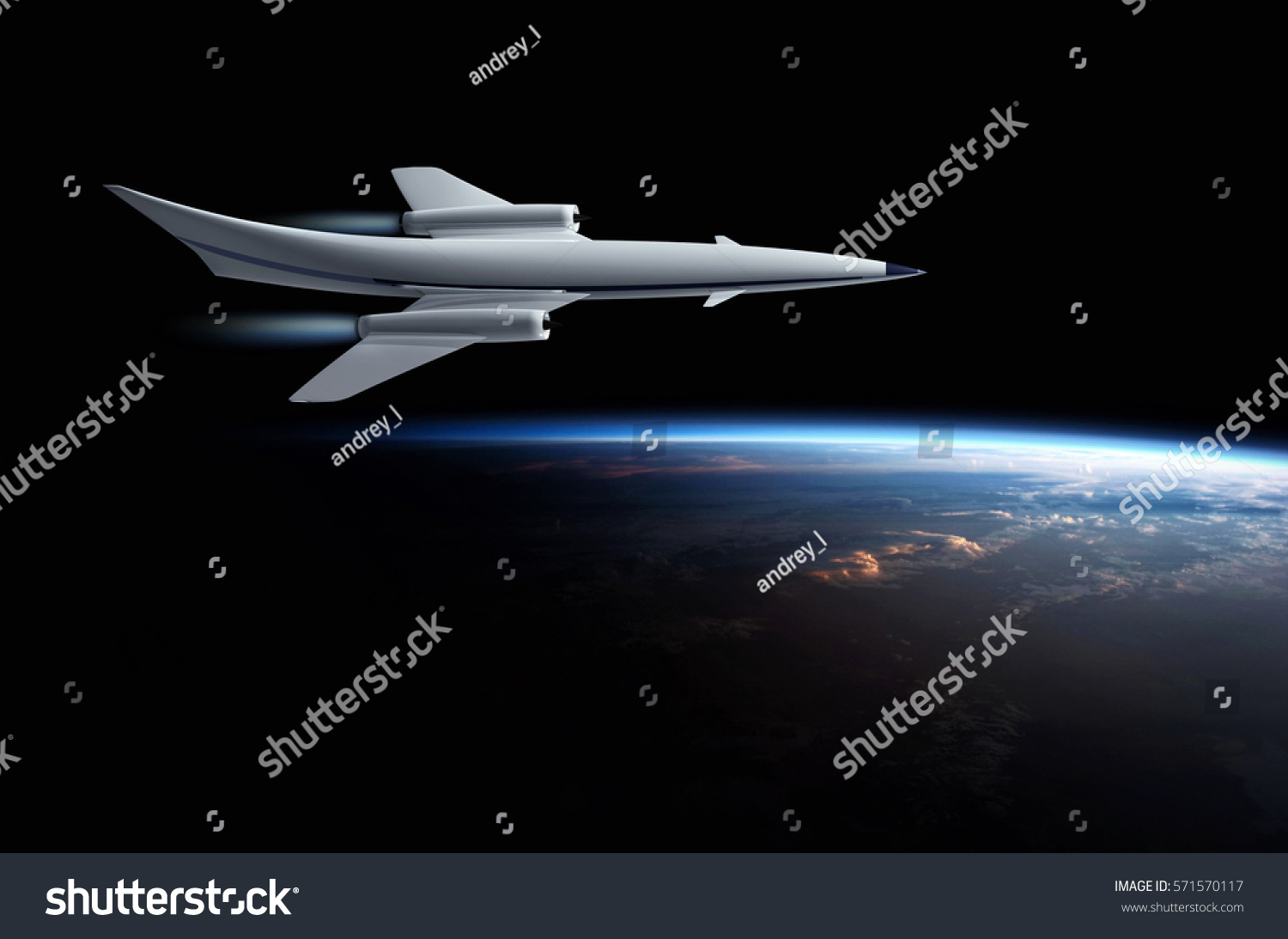 Concept Futuristic Hypersonic Passenger Aircraft Flying