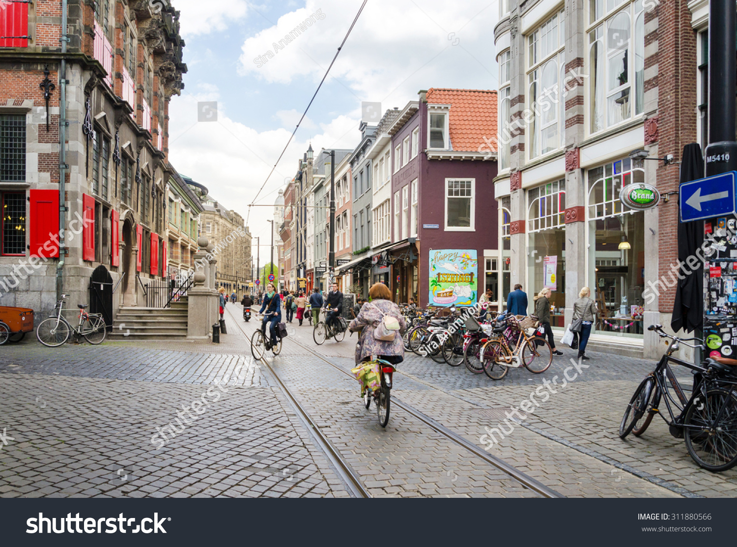 The Hague Netherlands May 8 2015 People shopping on venestraat shopping street in The Hague Netherlands on May 8 2015 The Hague is the capital city of the province of South Netherlands The Hague Netherlands May 8 2015 People shopping on venestraat shopping street in The Hague Netherlands on May 8 2015 The Hague is the capital city of the province of South Netherlands