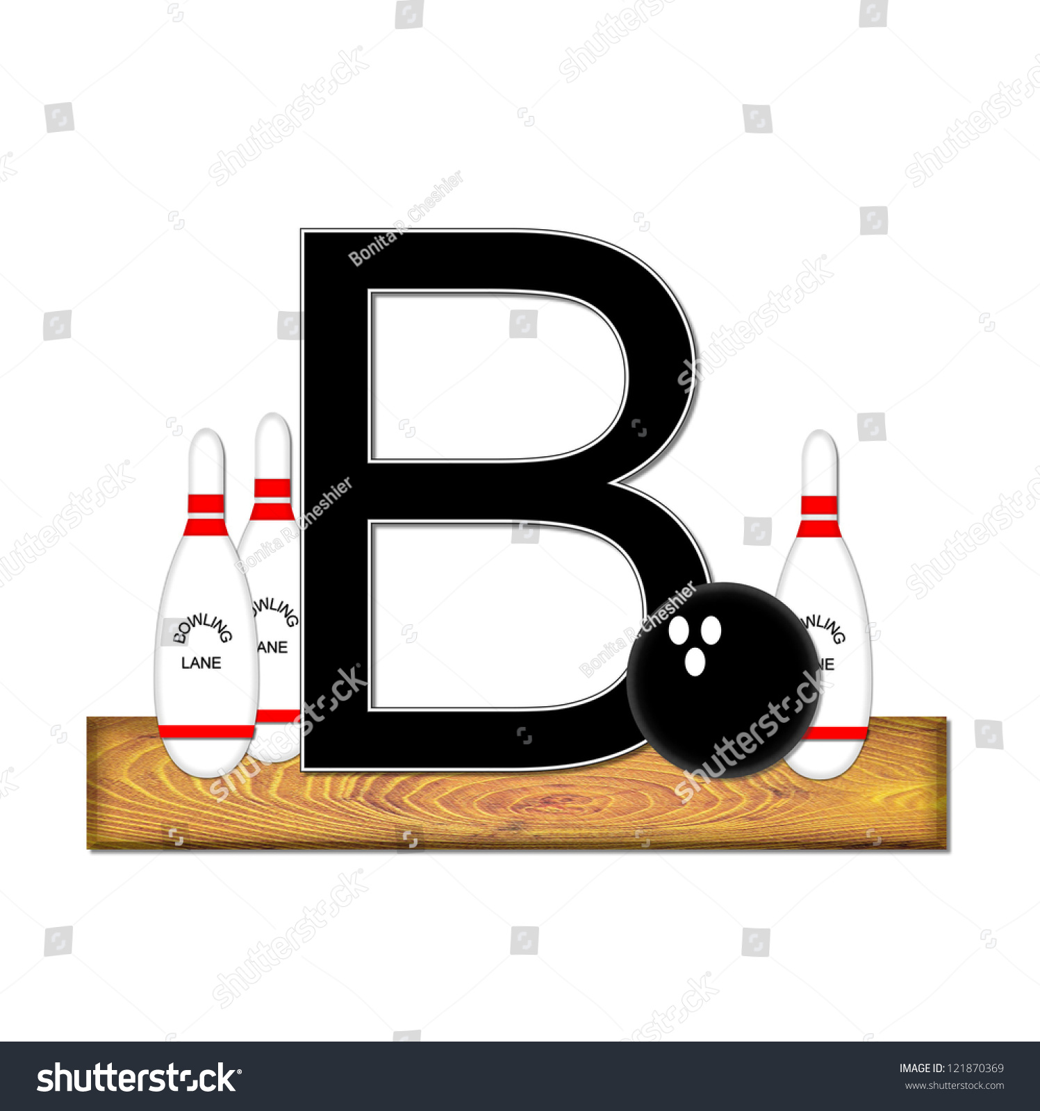 The Letter B, In The Alphabet Set "Bowling", Is Black With White Border ...