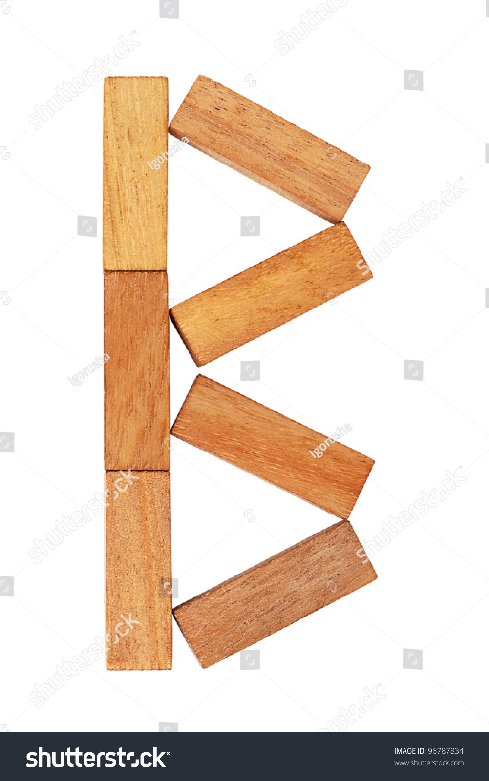 The Letter B Is Made ??Up Of Wooden Blocks Stock Photo 96787834 ...