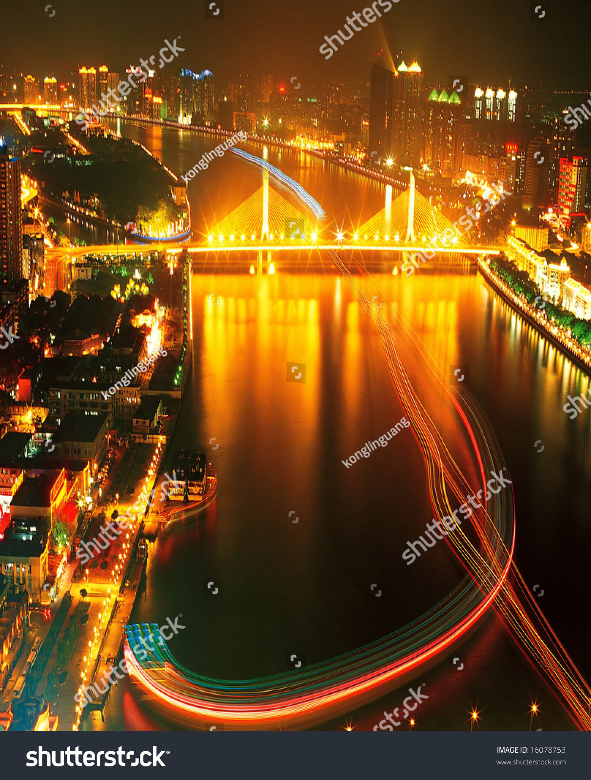 The Metropolis Of Canton, Guangzhou ,China,Night Scenic. Stock Photo 