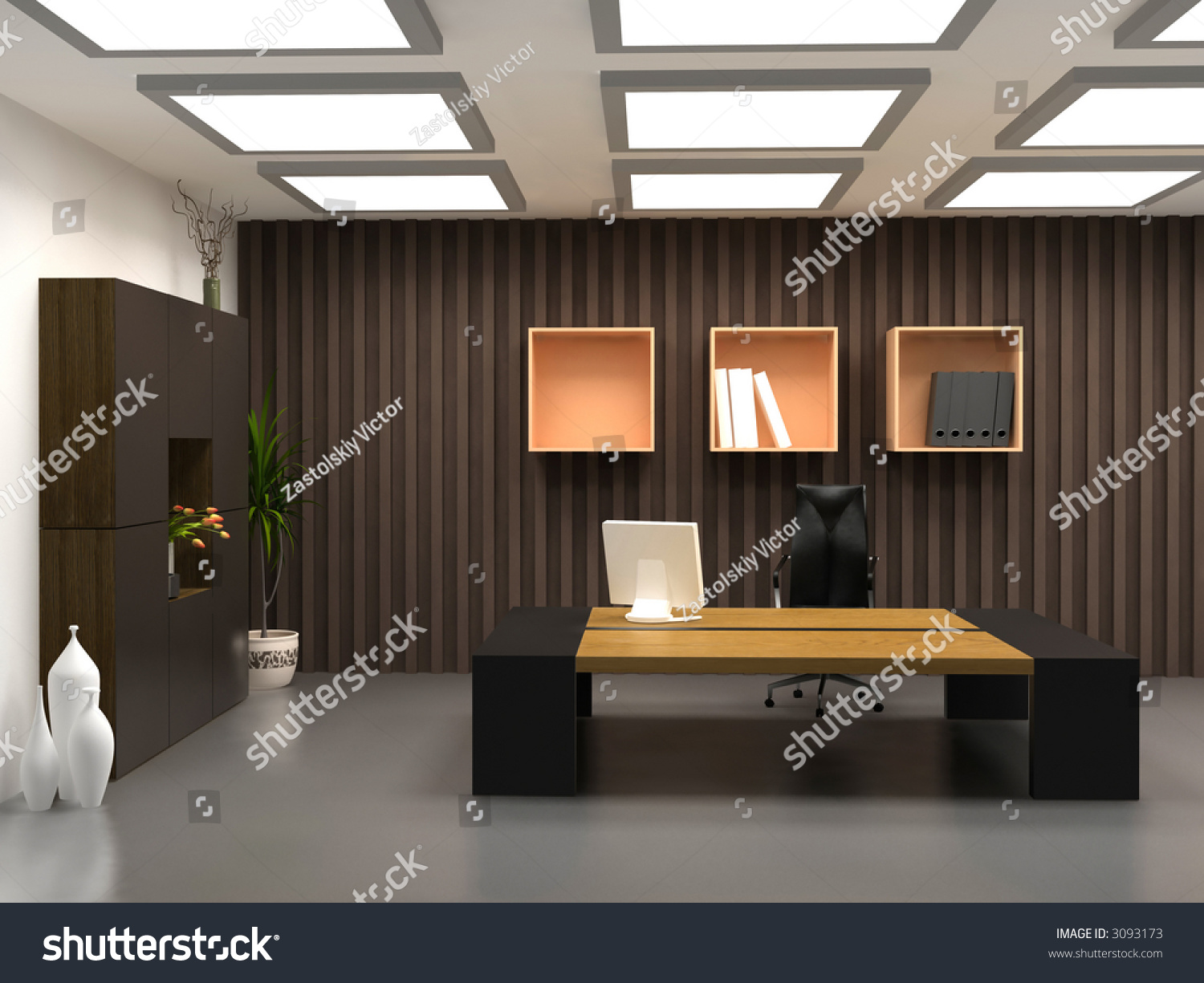 The Modern Office Interior Design 3d Render Stock Photo 3093173