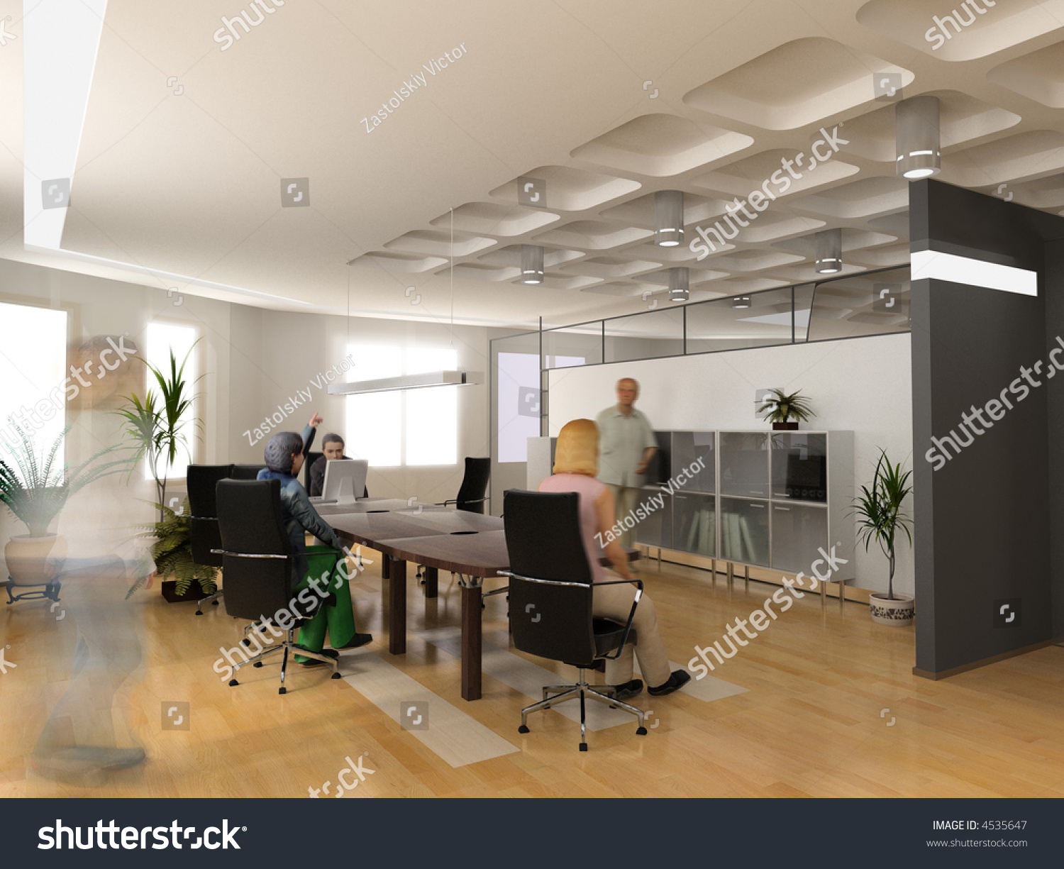 The Modern Office Interior Design 3d Render Stock Photo 4535647