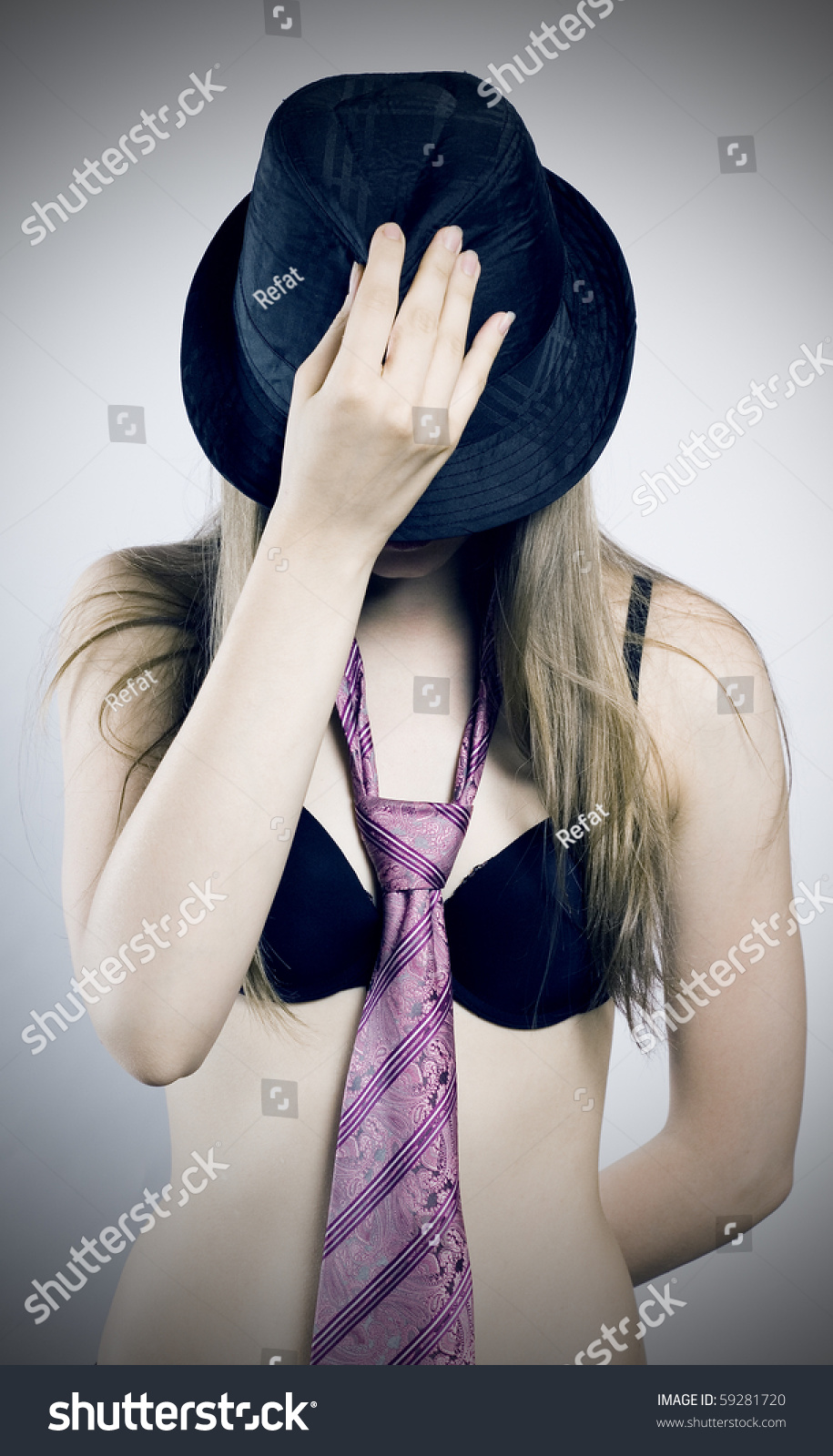 Naked Woman Mans Tie Closes Person Stock Photo Edit Now 59281720