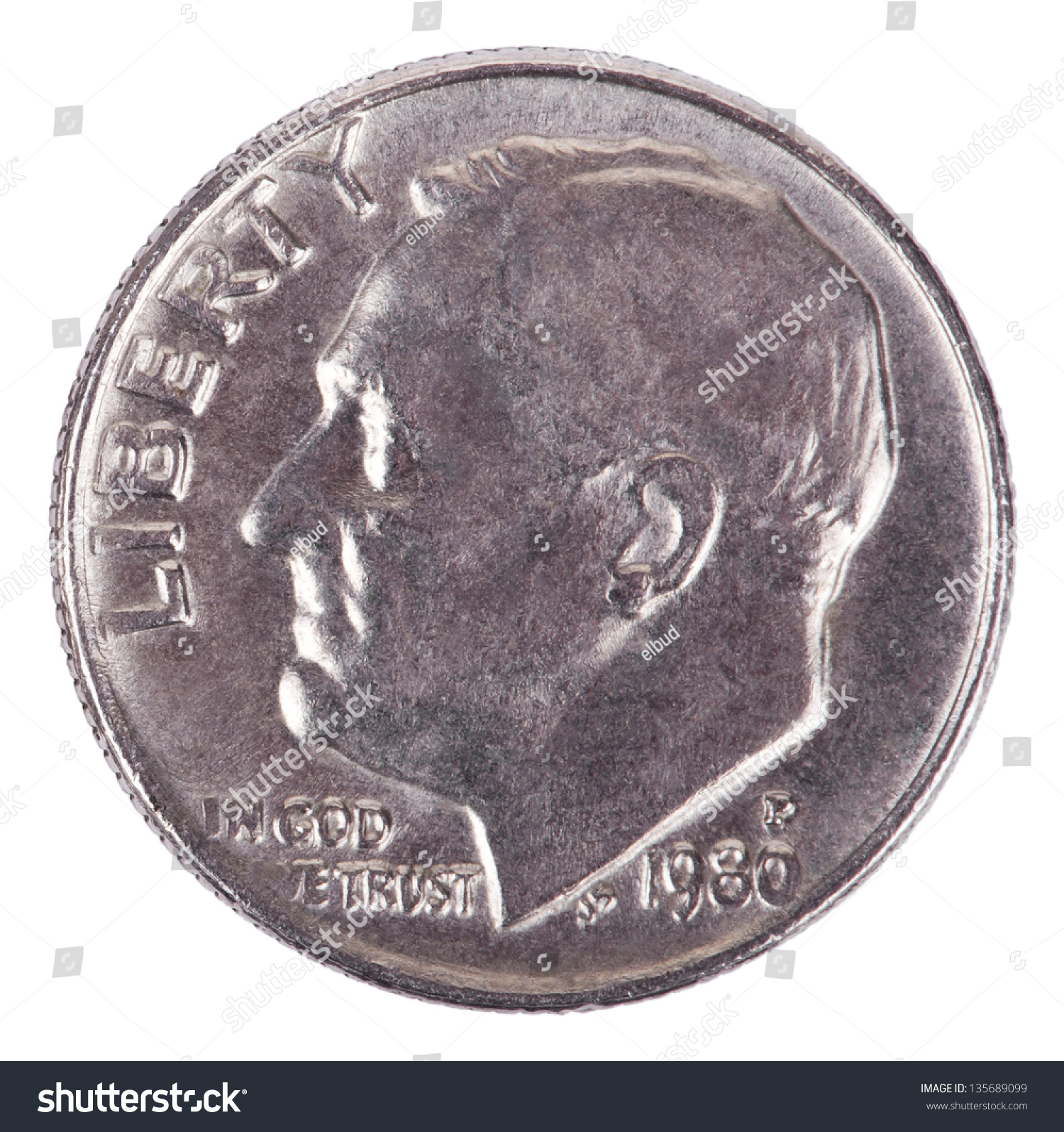 The Obverse Side Of A Usa 10 Cents (Dime) Coin, Depicting ...