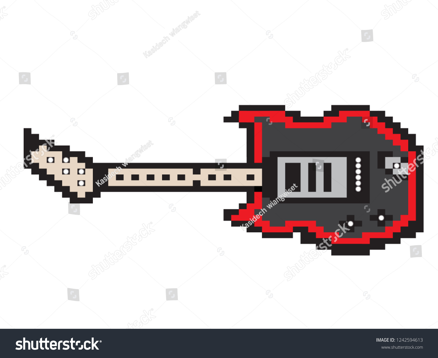 Pixel Art Electric Guitar Stock Illustration 1242594613 Shutterstock