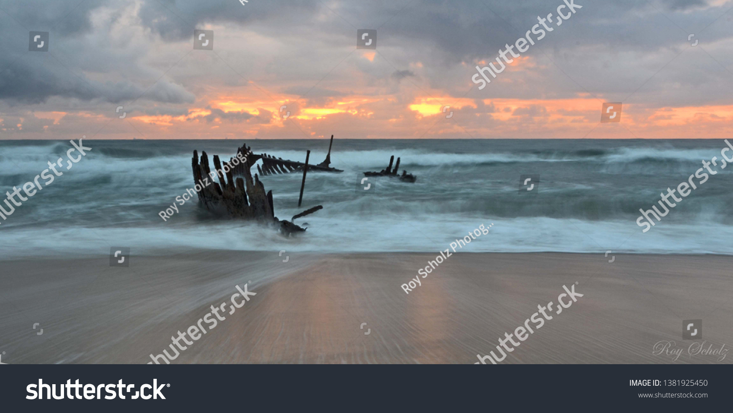 Ss Dicky Wreck On Dicky Beach Stock Photo Edit Now