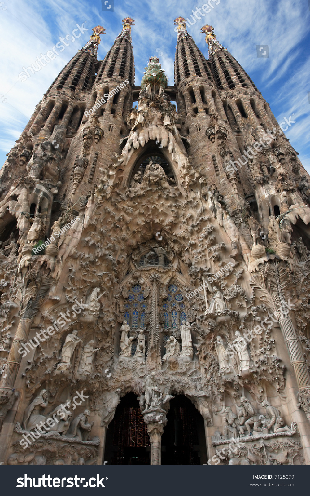 The Unfinished Church Of Sagrada Familia In Barcelona Spain Stock