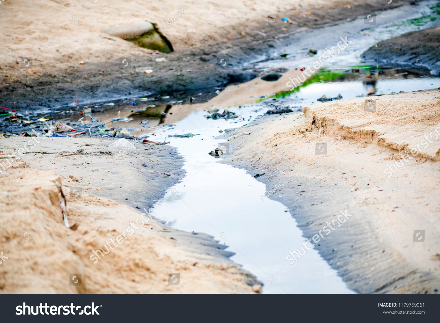 Wastewater Garbage Being Dumped Into Sea Stock Photo