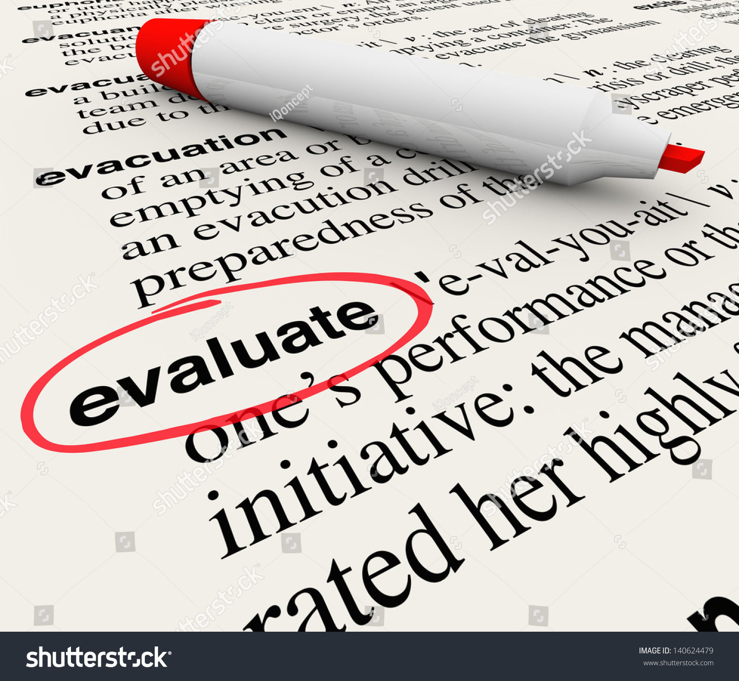 Word Evaluate Circled Dictionary Giving Definition Stock Illustration