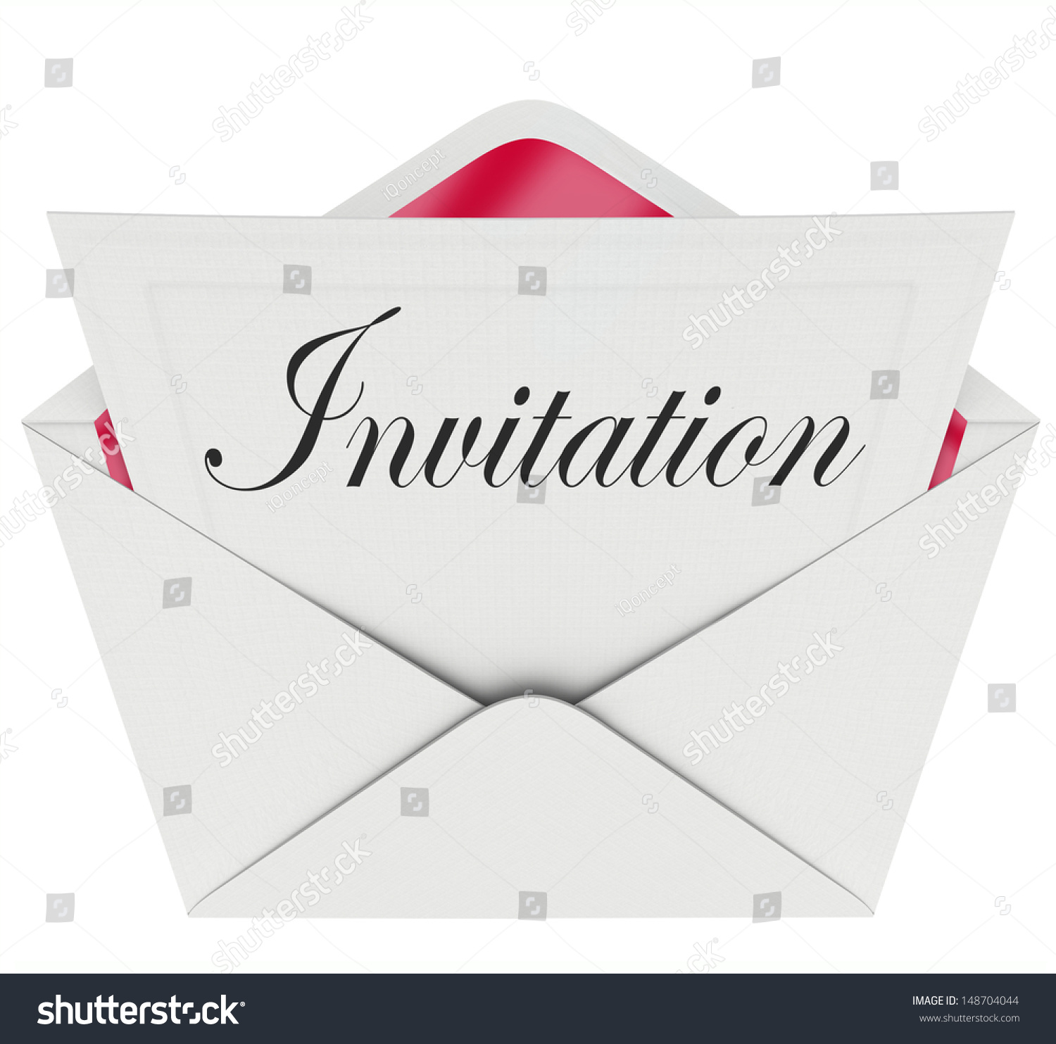 The Word Invitation On A Card In An Envelope Formally Inviting You To A