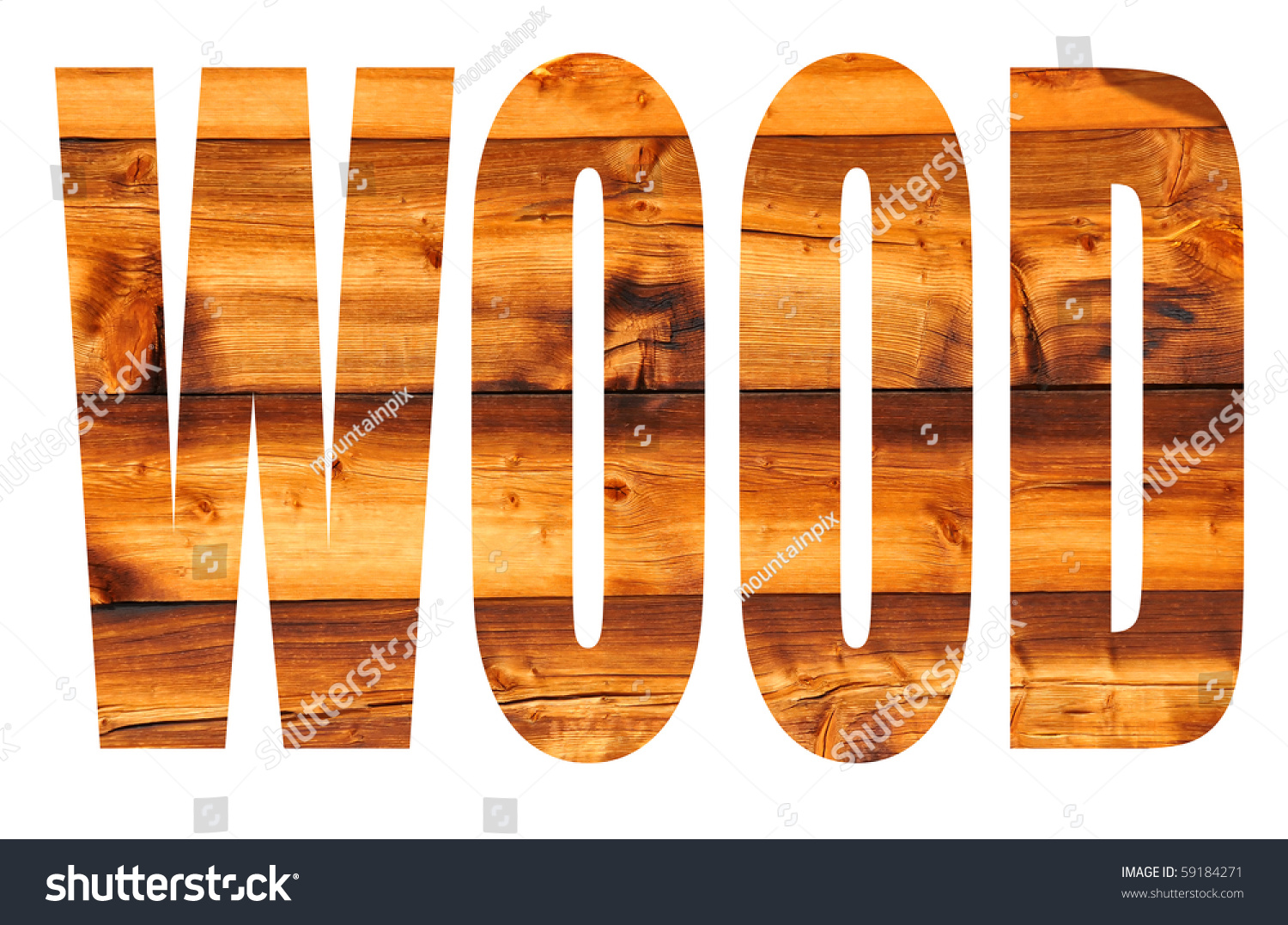 Word Wood Written Sun Tanned Pine Stock Illustration 59184271 