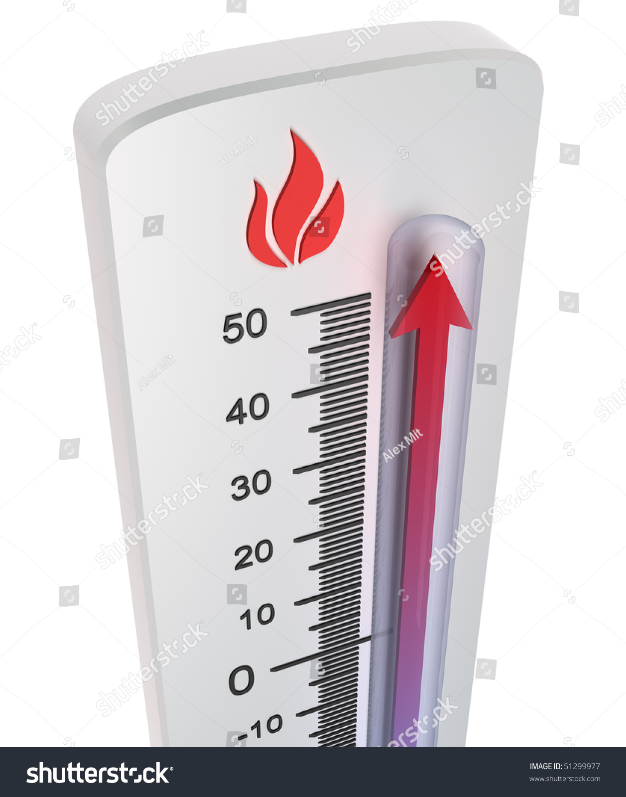 Thermometer Rise Of Temperature Stock Photo 51299977 Shutterstock