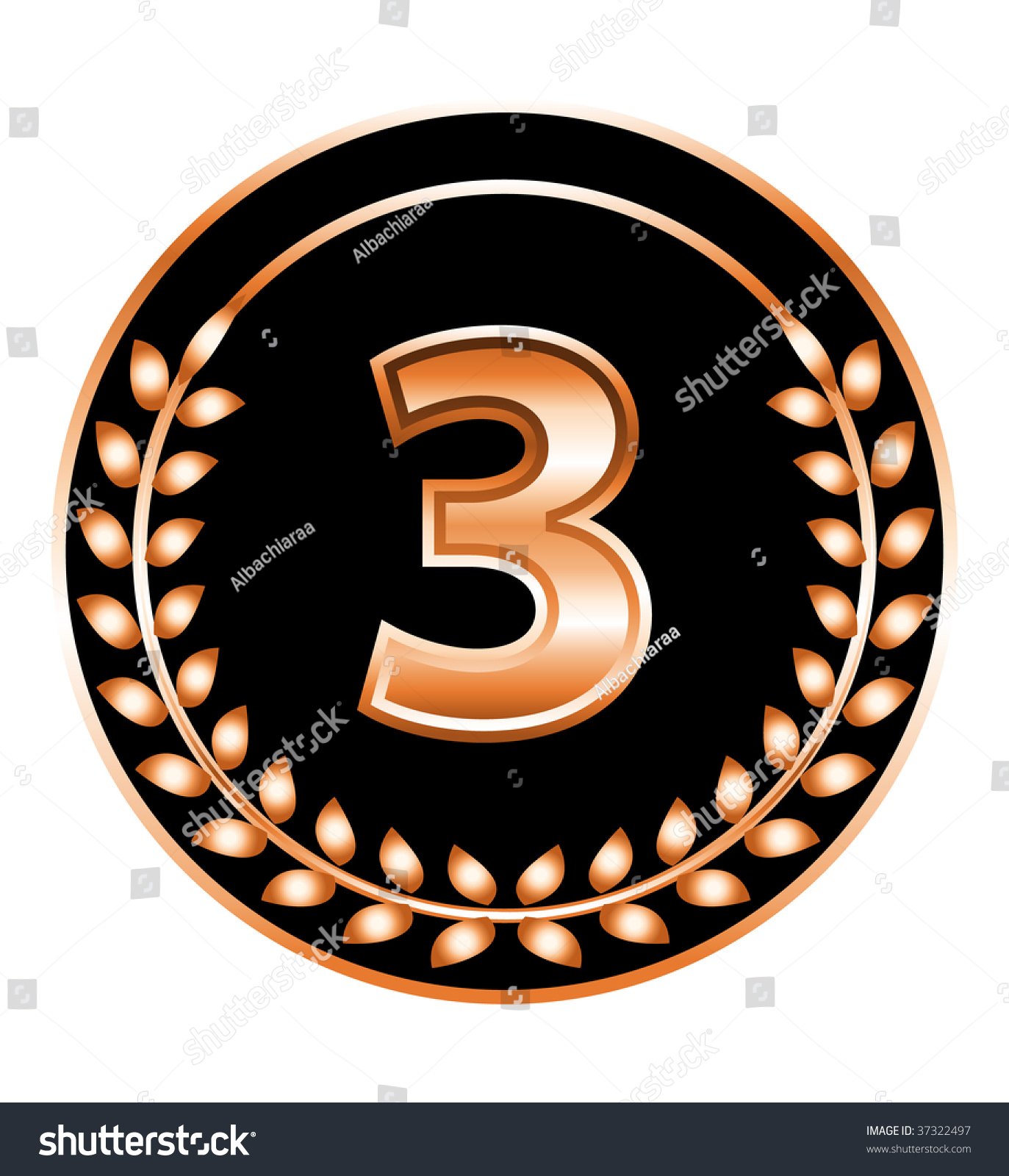 Third Place Medal With Bronze Crown Third Place Medal With Bronze Crown Stock Photo 37322497