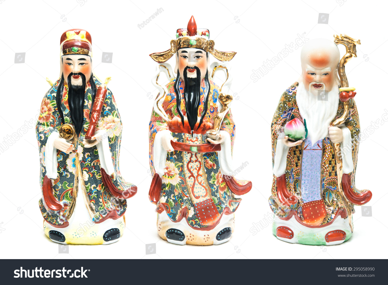 Three Chinese Lucky Gods Fu Lu Stock Vector (Royalty Free) 2170667983