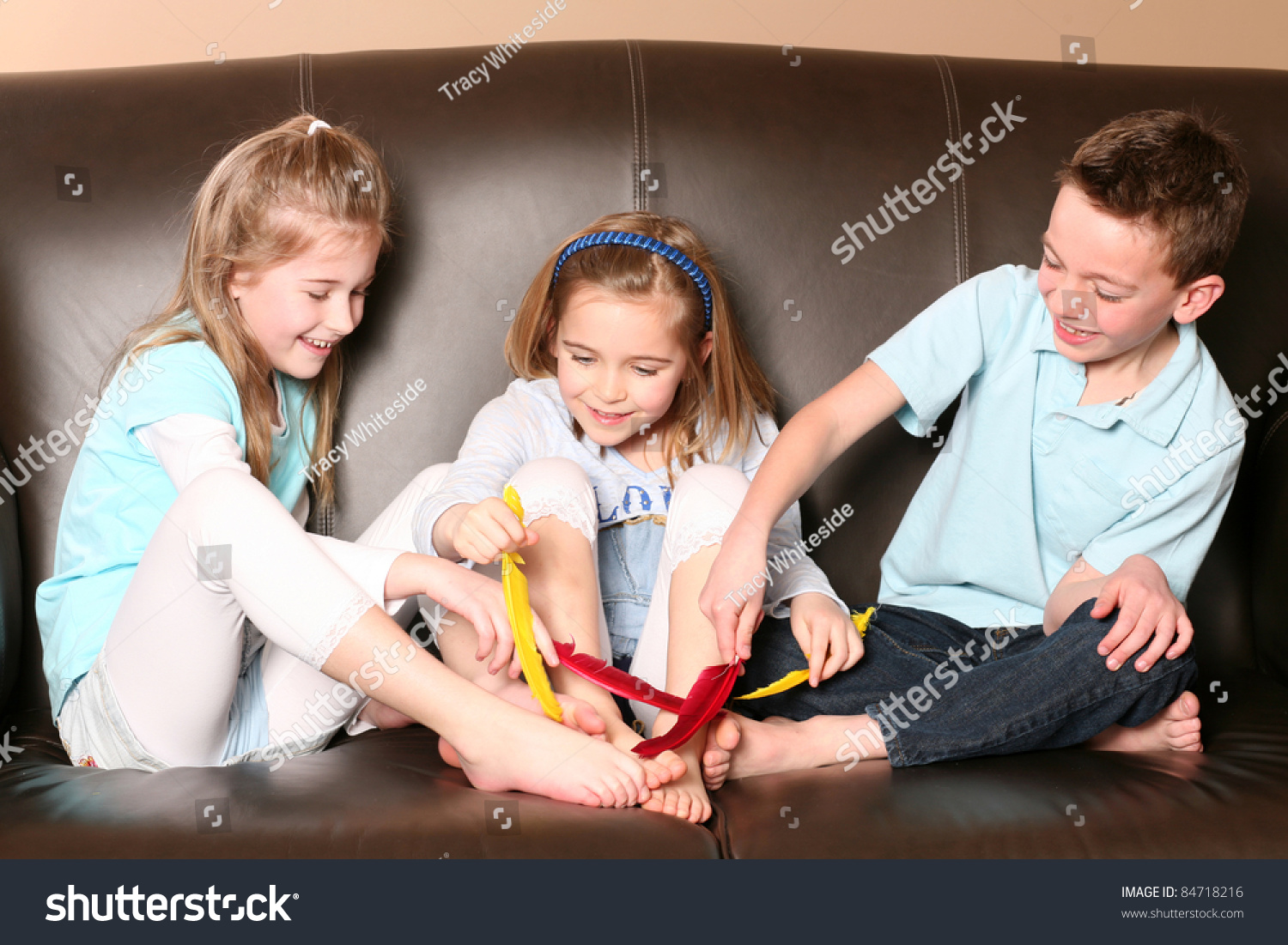 Three Cute Kids Tickling Each Others Stock Photo 84718216 - Shutterstock