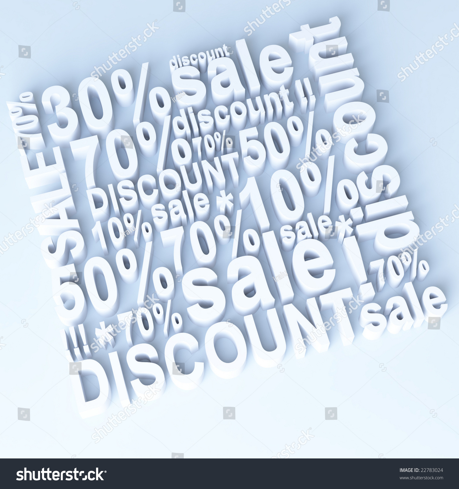 Three Dimensional Discount Text Composition Three Dimensional Discount Text Composition Stock Photo