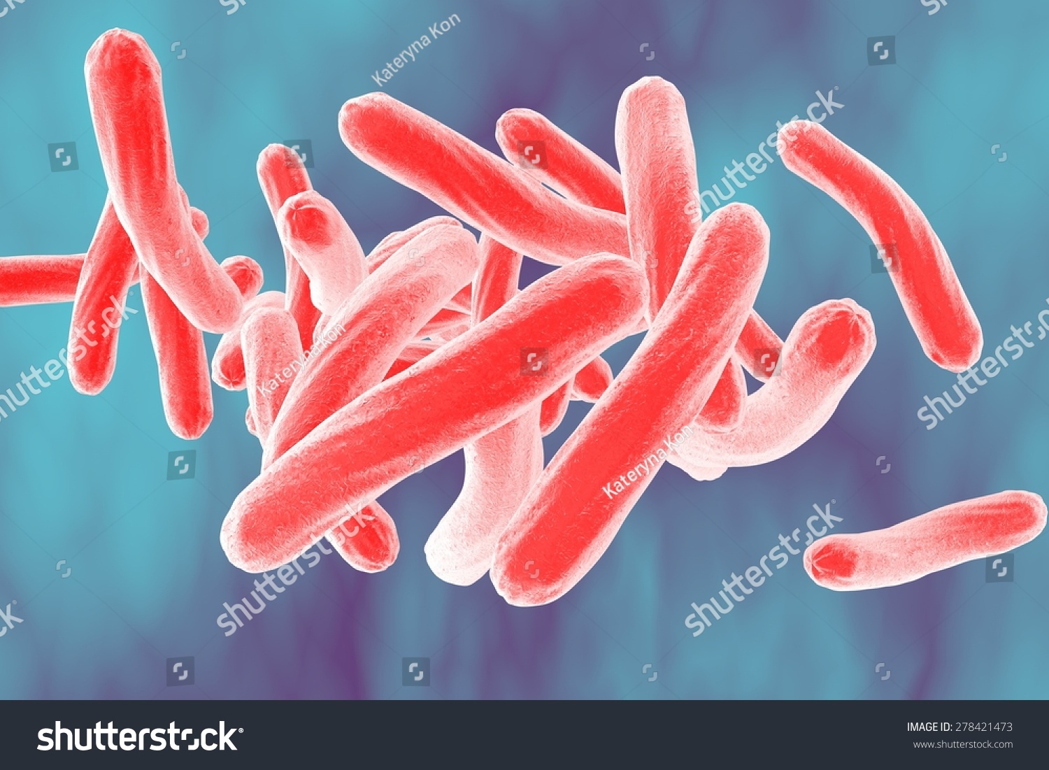 Three Dimensional Drawing Of Mycobacterium Tuberculosis Escherichia Coli Salmonella