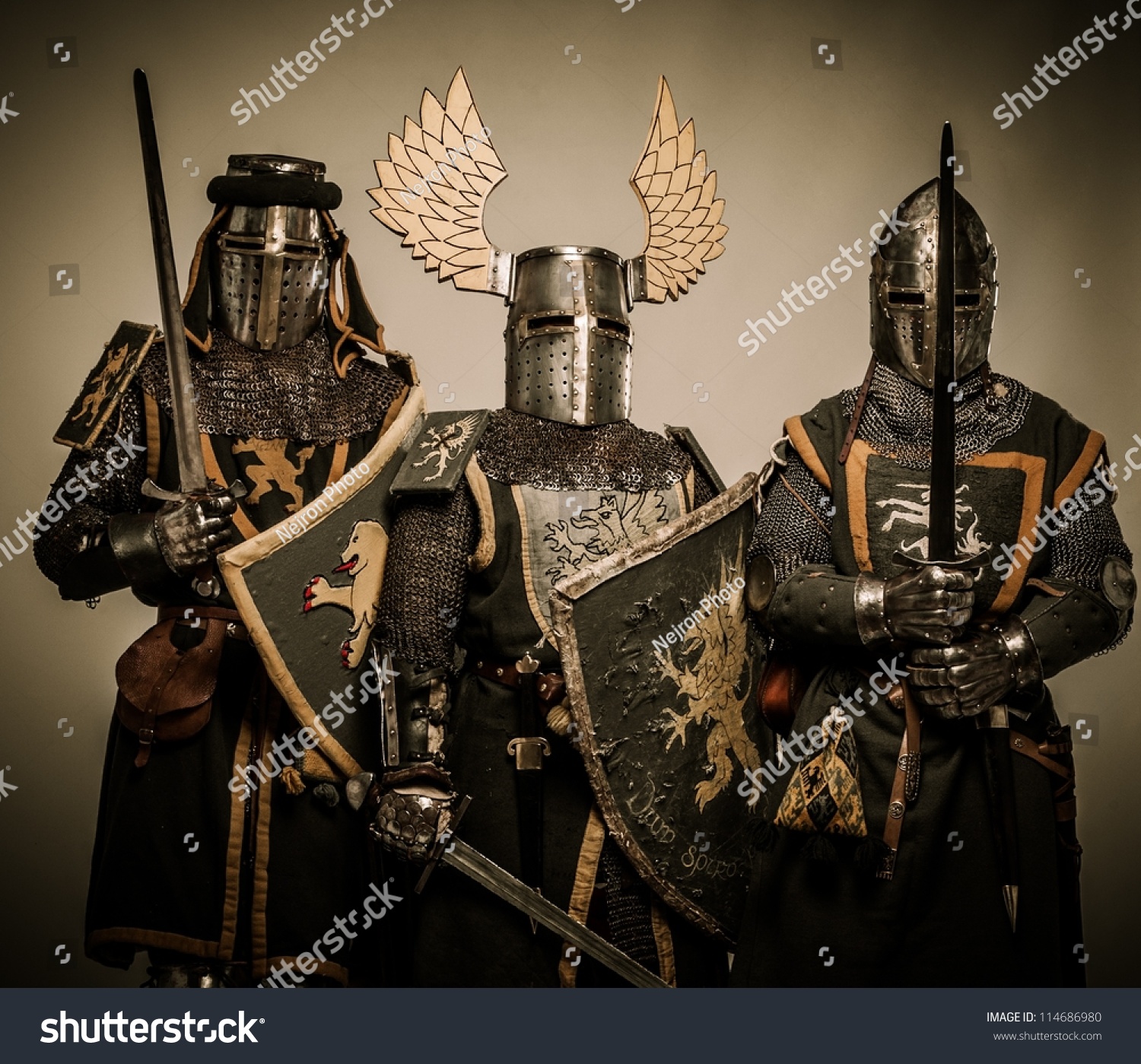 Three Medieval Knights Stock Photo 114686980 : Shutterstock