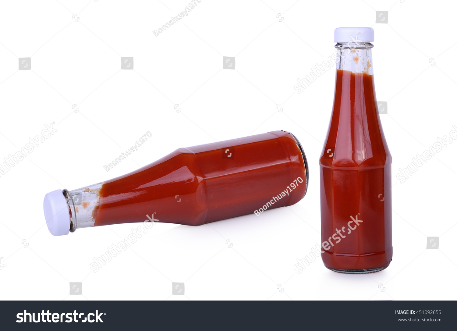 Tomato Sauce Bottle On White Background Stock Photo 451092655