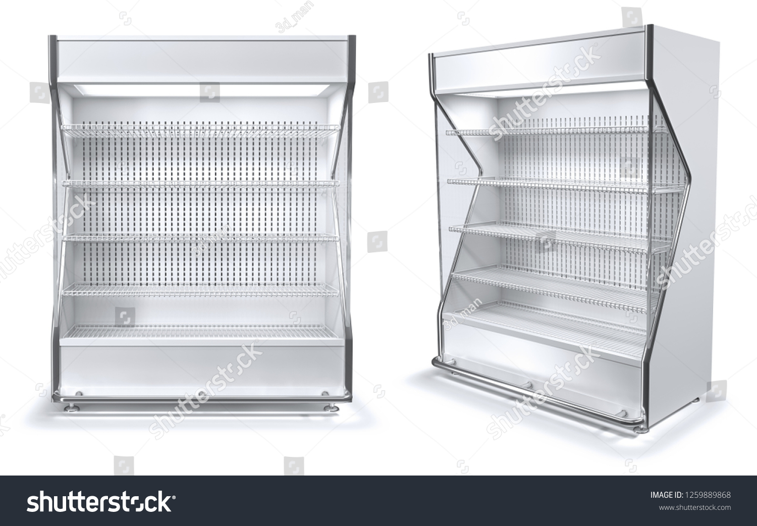 Trade Open Refrigerated Display Case Shelves Stock Illustration