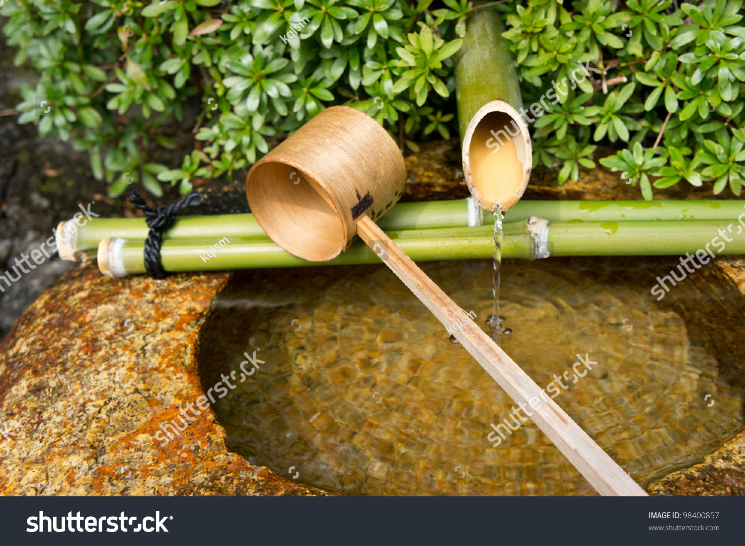 Traditional Bamboo Fountain In Japan Stock Photo 98400857 : Shutterstock