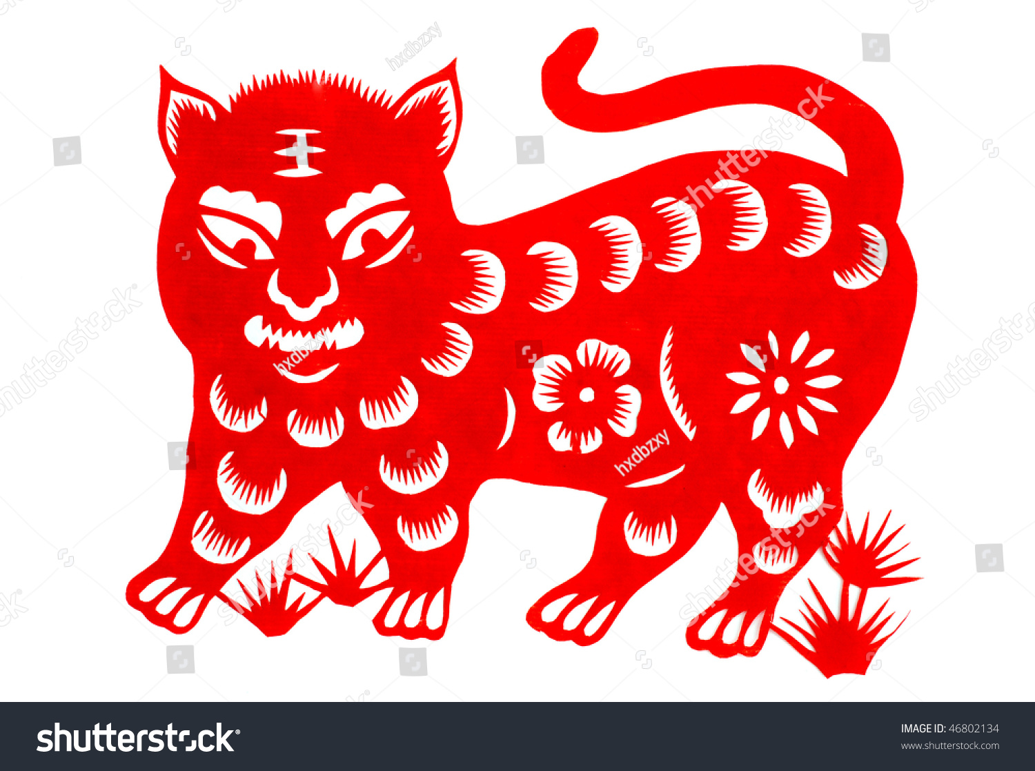 Traditional Chinese Culture, Paper-Cut Art, Tiger Year. Stock Photo