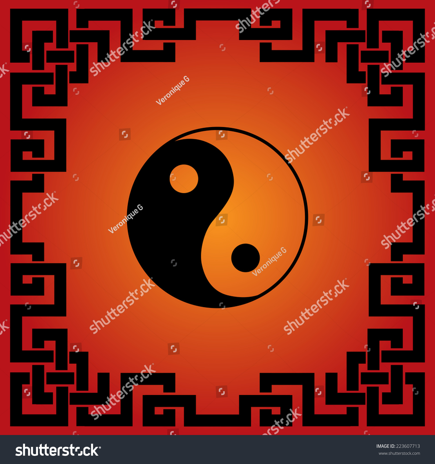 Traditional Chinese Red And Black Yin Yang Background Stock Photo 