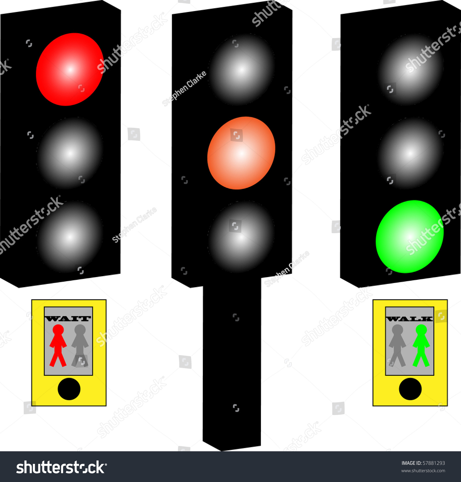 Traffic Light Sequence With Pedestrian Information Stock Photo 57881293