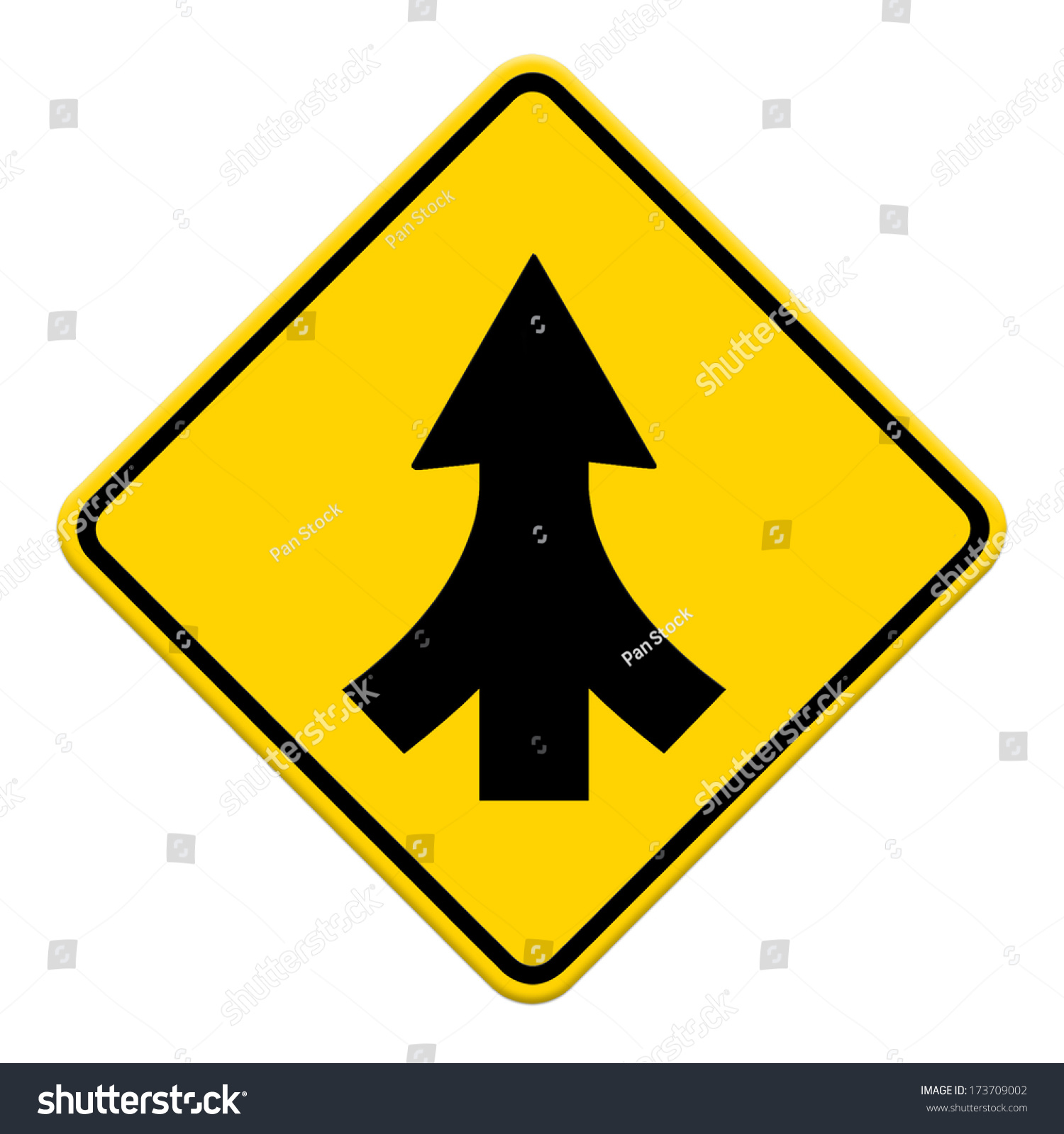 Traffic Sign Lanes Merging Isolated Stock Photo 173709002 Shutterstock