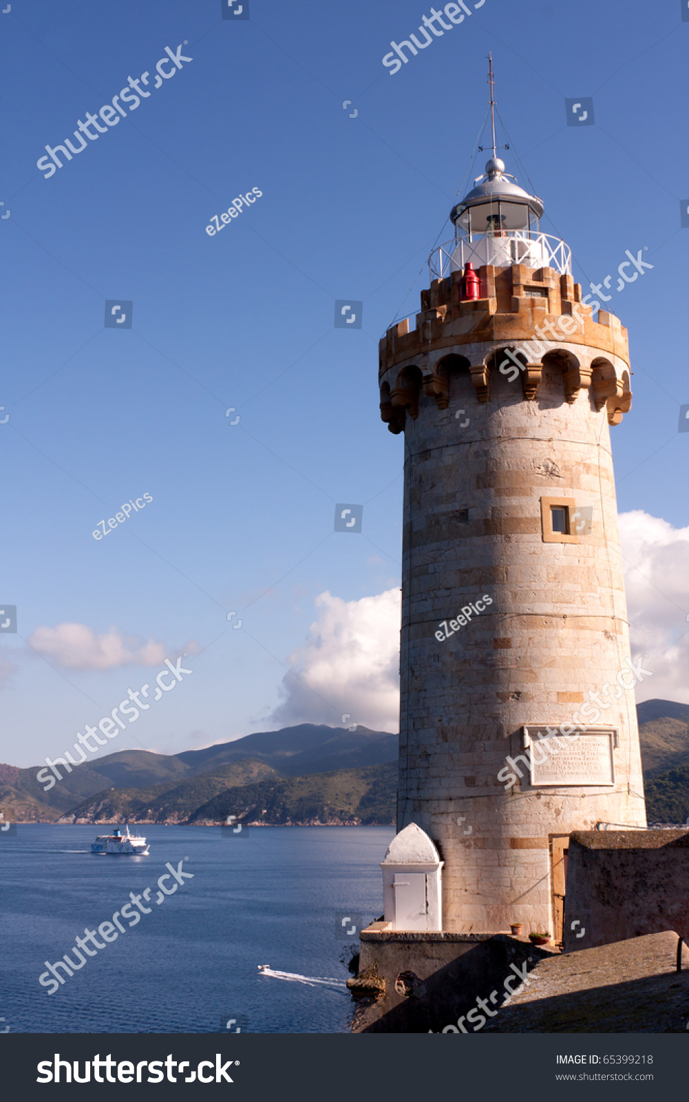 Travel Italy Old Beautiful Lighthouse Above Stock Photo 65399218