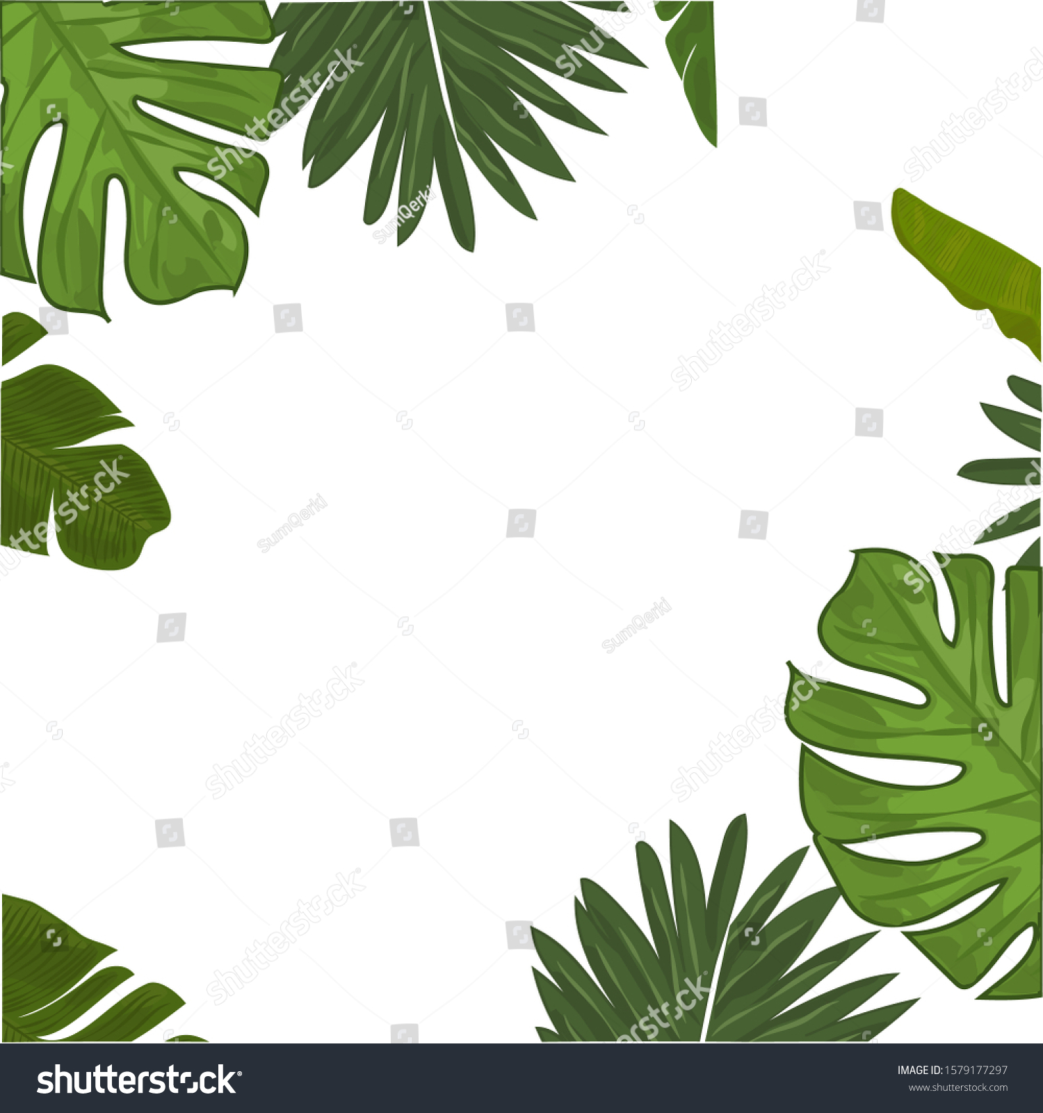 Ilustrasi Stok Tropical Leaves Border Frame Shutterstock