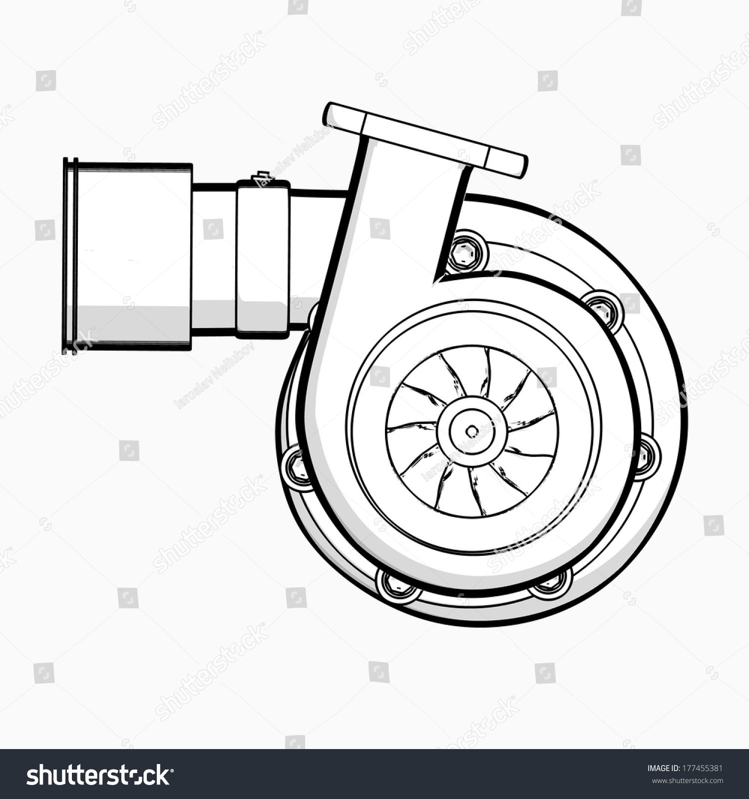 Turbocharger Cartoon Illustration Outline High Resolution Stock