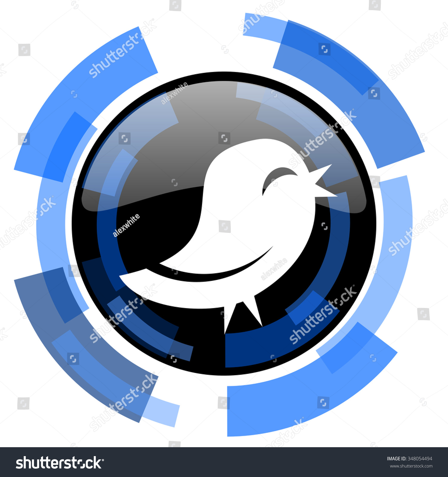 Twitter Black Blue Glossy Web Icon Stock Photo 348054494 : Shutterstock