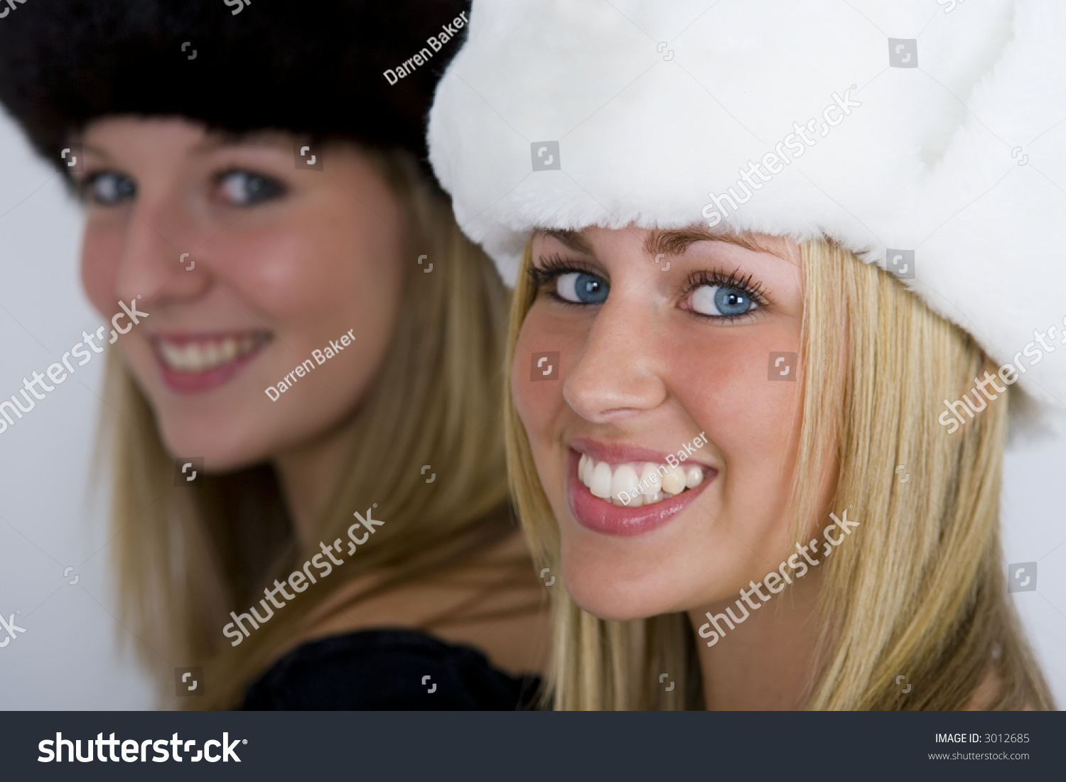 Two Beautiful Russian Women Wearing Fur Hats, Shot In Three Quarter Profile, One In ...1500 x 1101