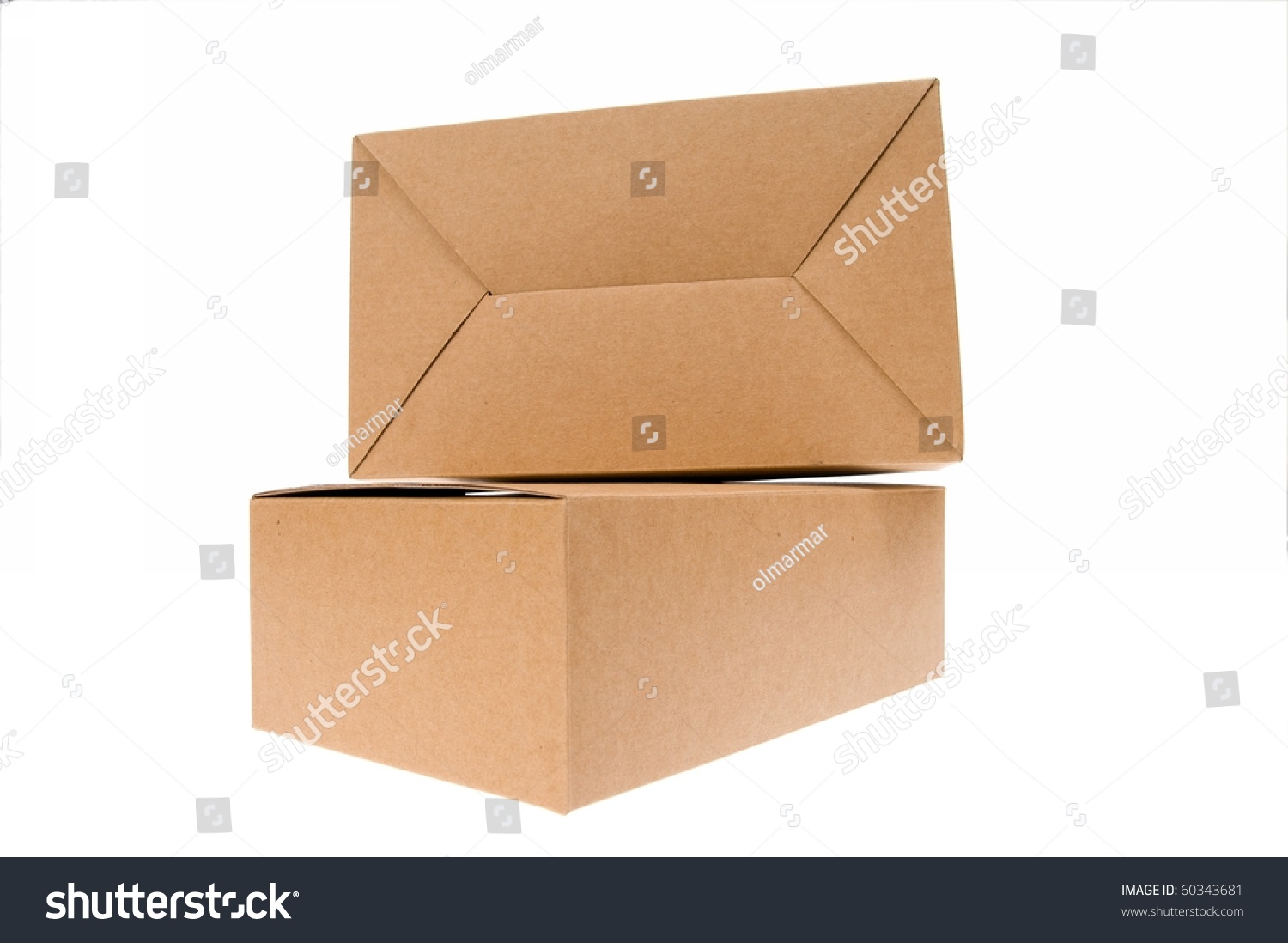 Two Brown Cardboard Box Isolated On White Stock Photo 60343681