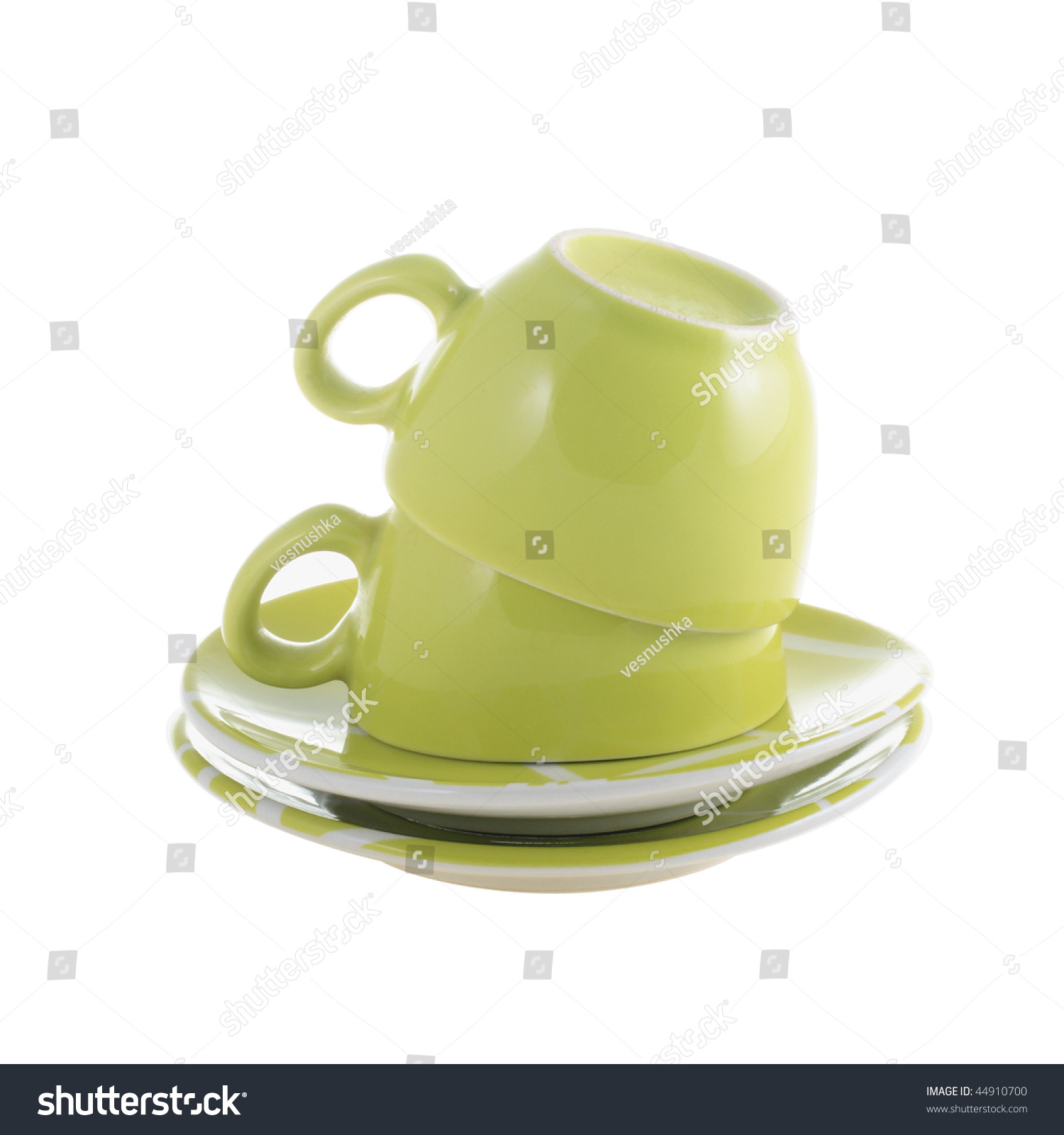 Two Coffee Cups Turned Upside Down. Isolated Cups On White Background