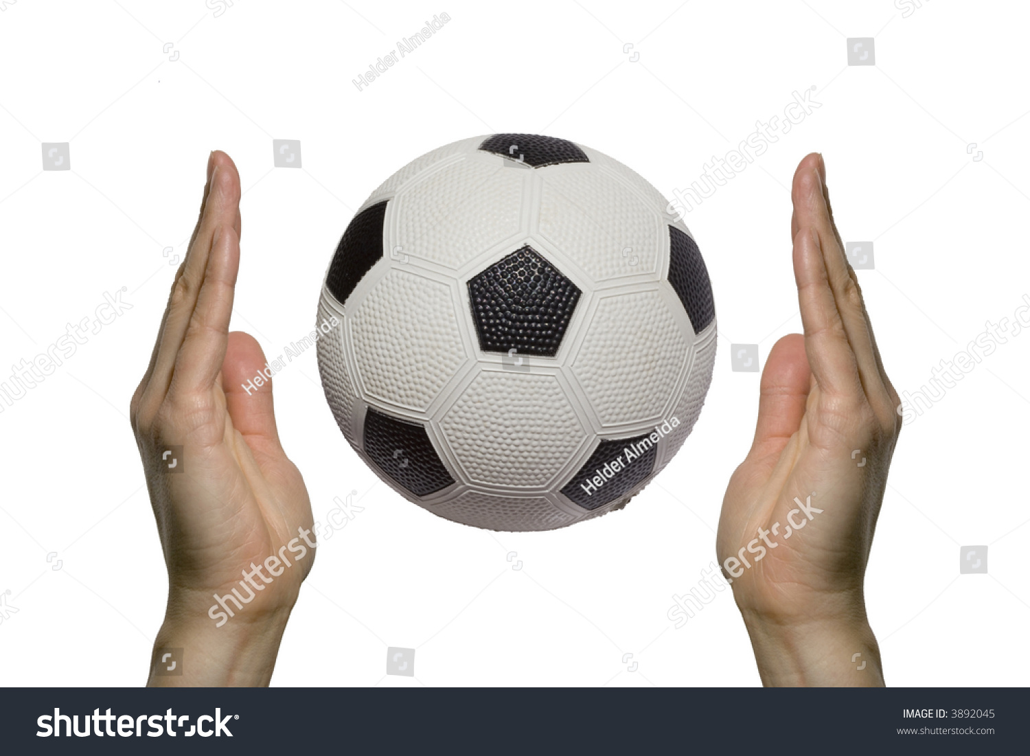 Two Hands Holding Soccer Ball Stock Photo 3892045 Shutterstock